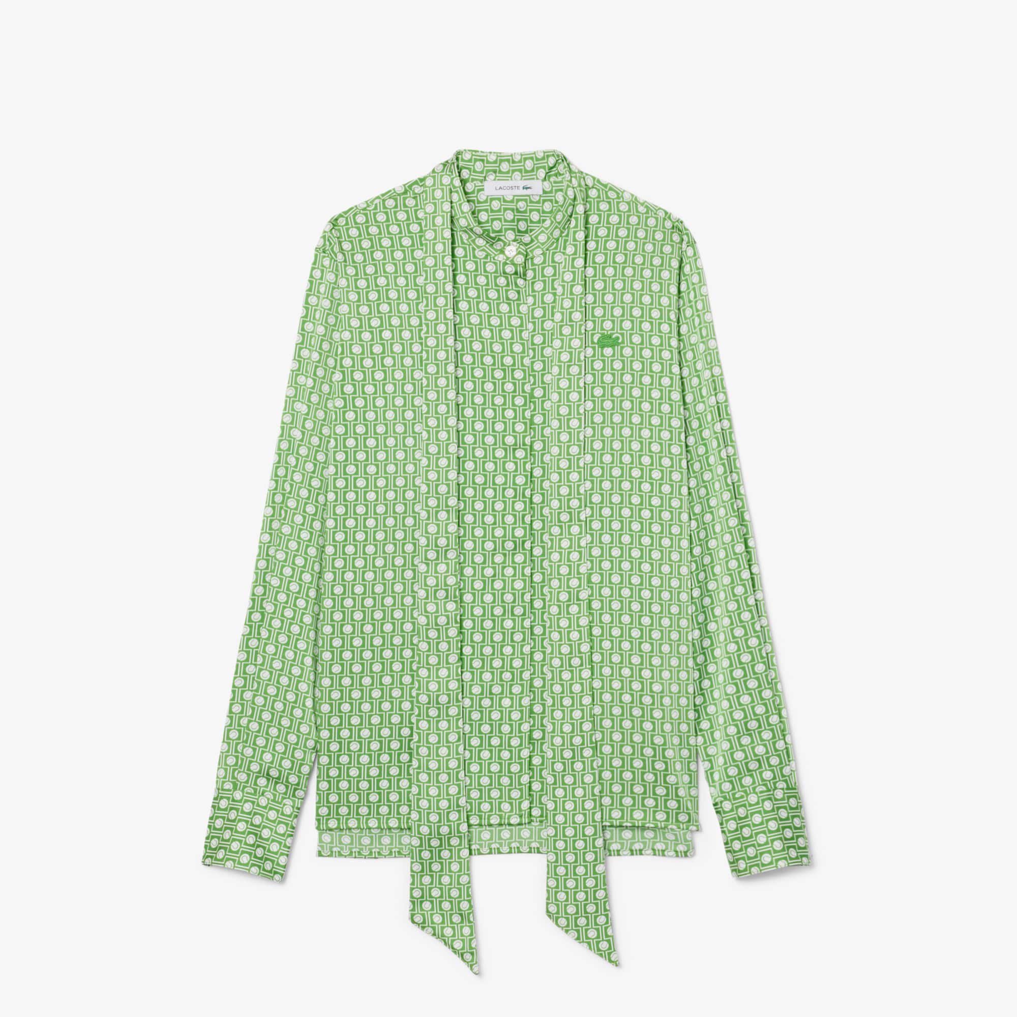 Regular Fit Removable Tie Collar Shirt - Vert / Blanc