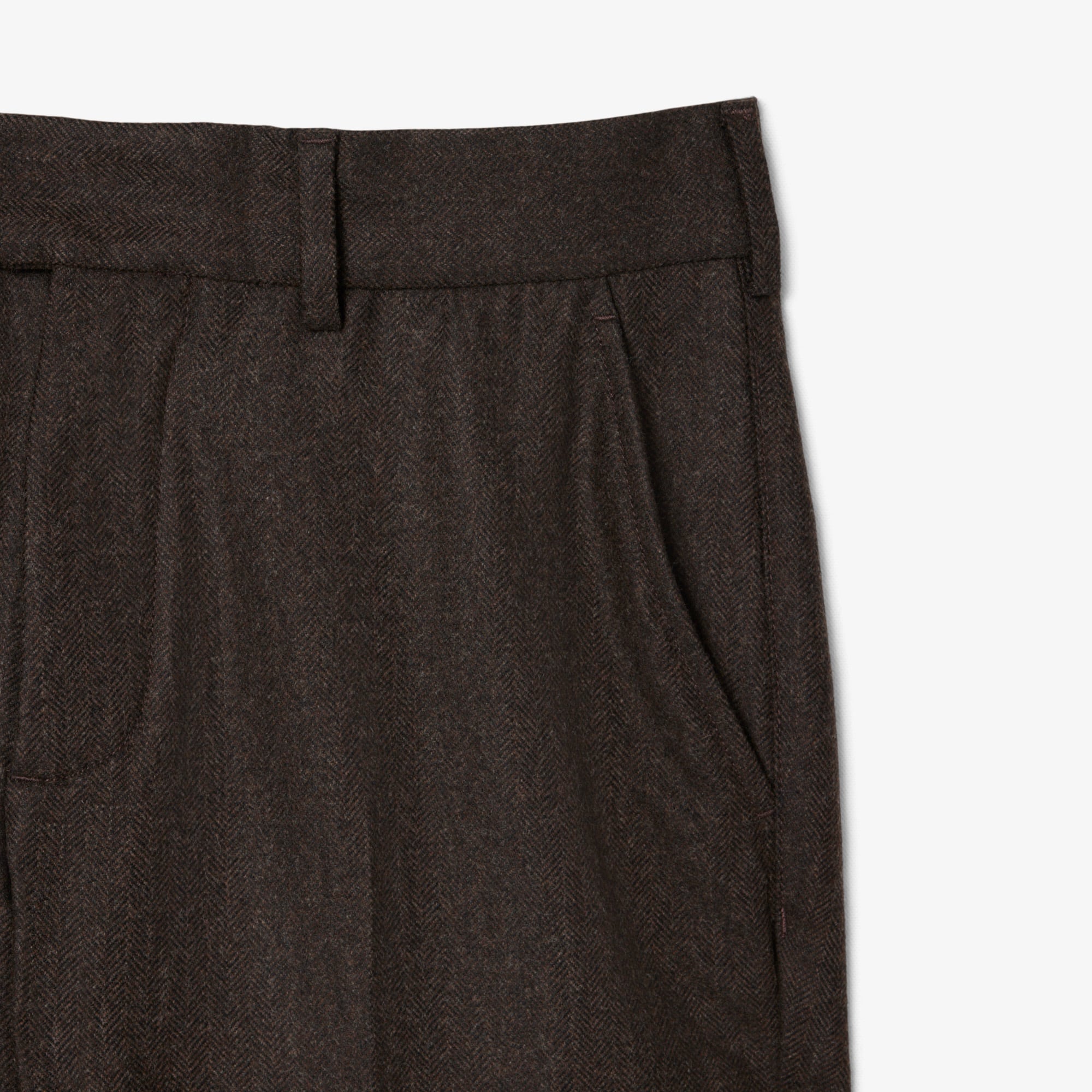Men's Straight Fit Chevron Wool Pants - Brown