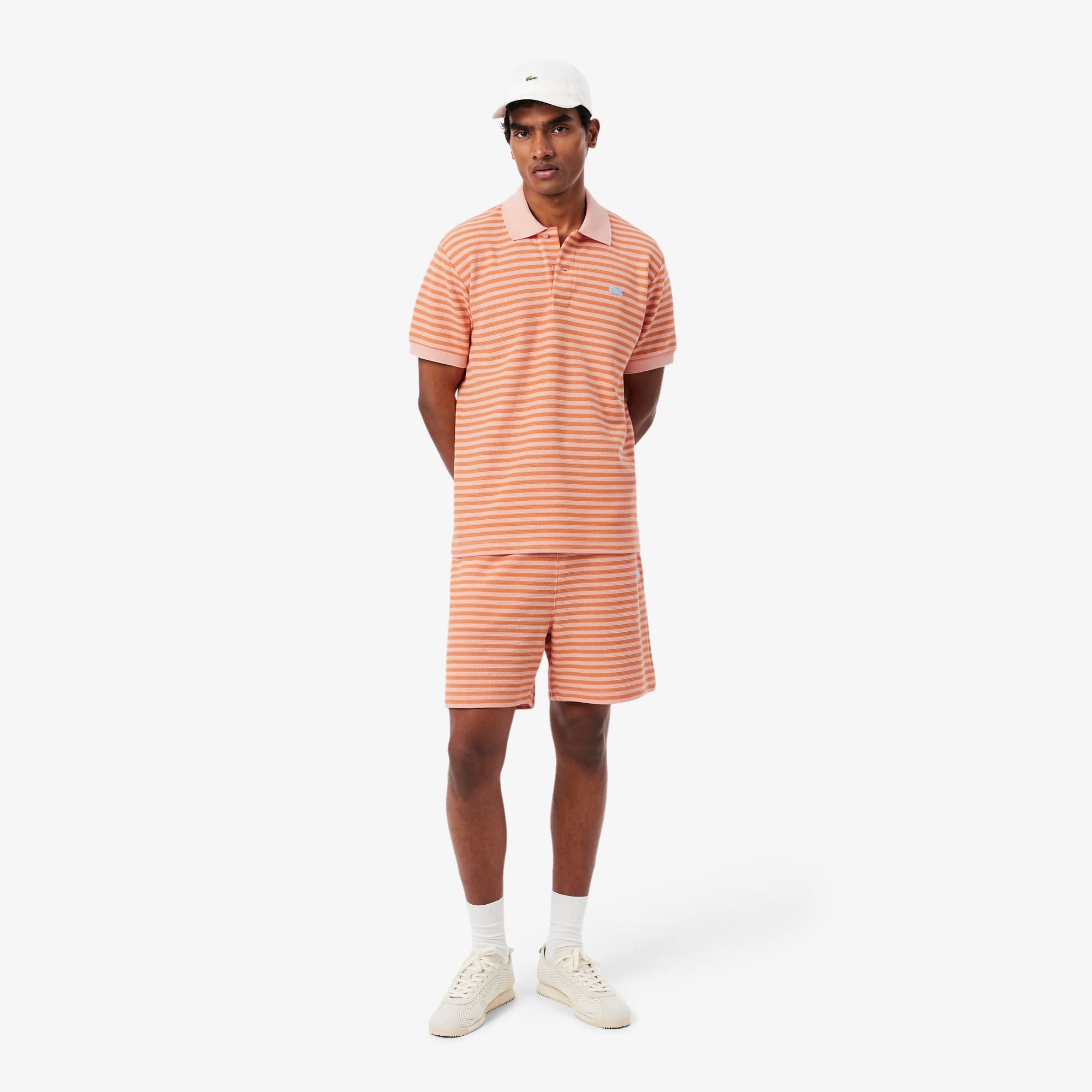 Regular Fit Striped Cotton Shorts - Rose / Orange