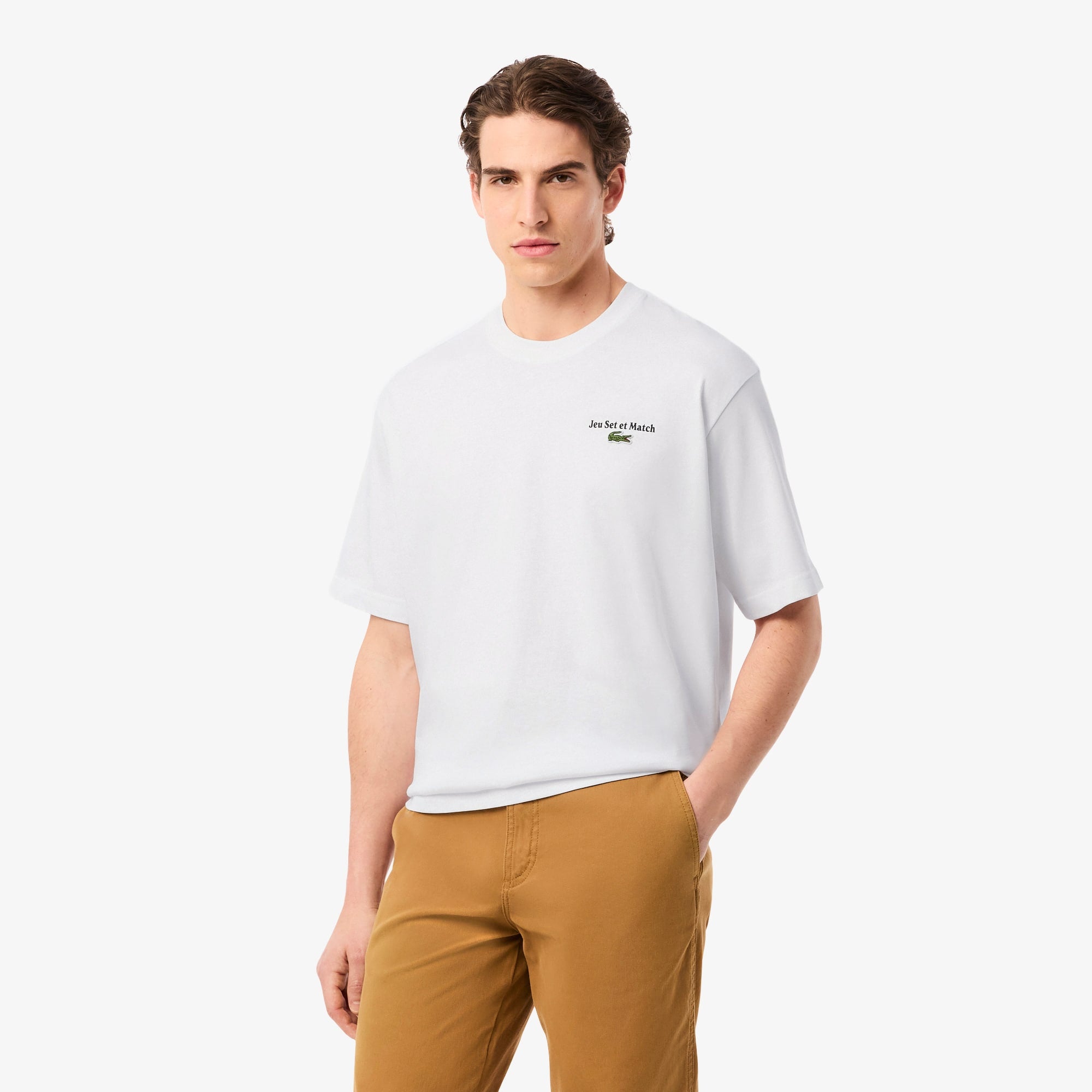 Men's Loose Fit Heavy Jersey Printed T-Shirt - White