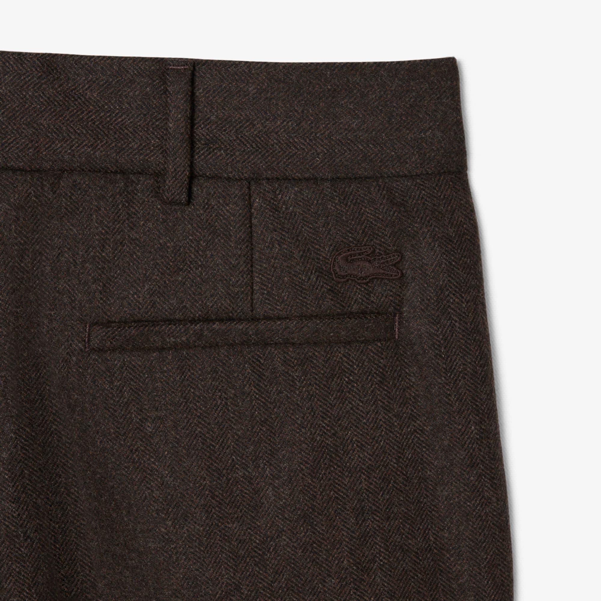 Men's Straight Fit Chevron Wool Pants - Brown