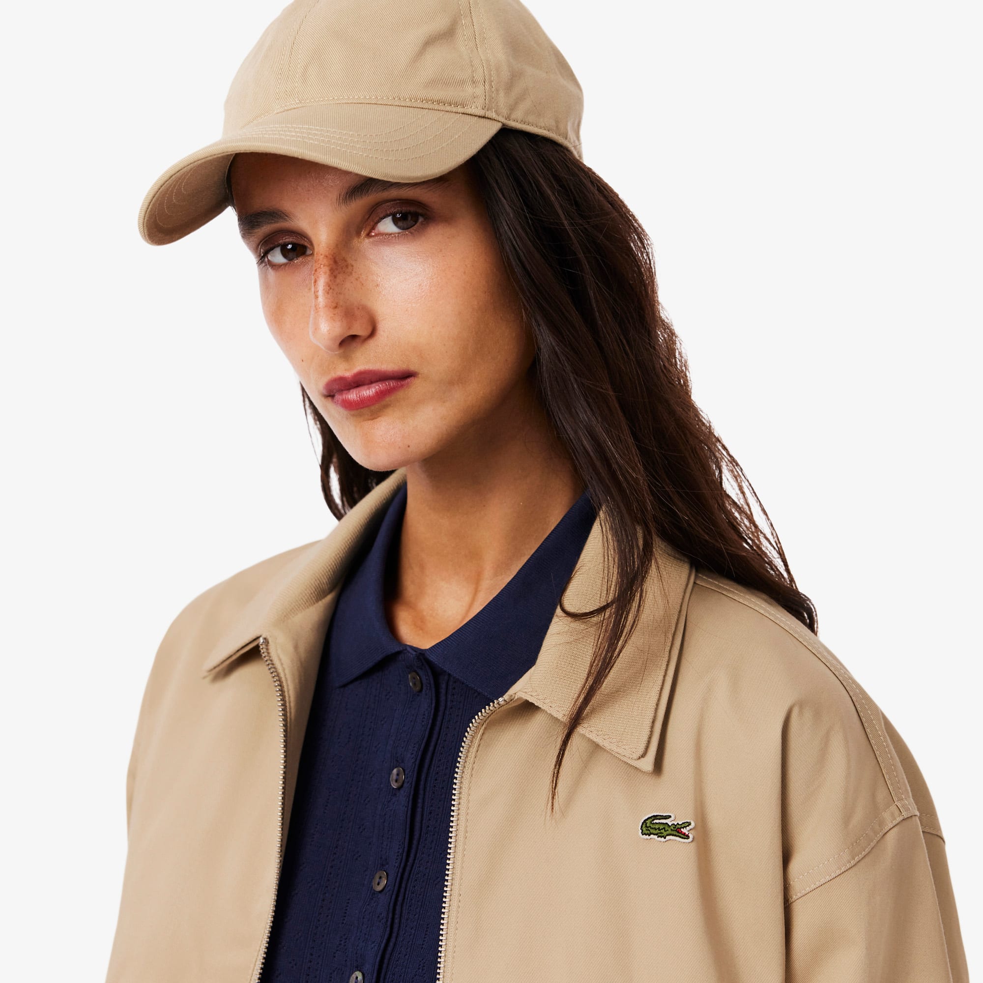 Women's Double Collar Stretch Jacket - Beige