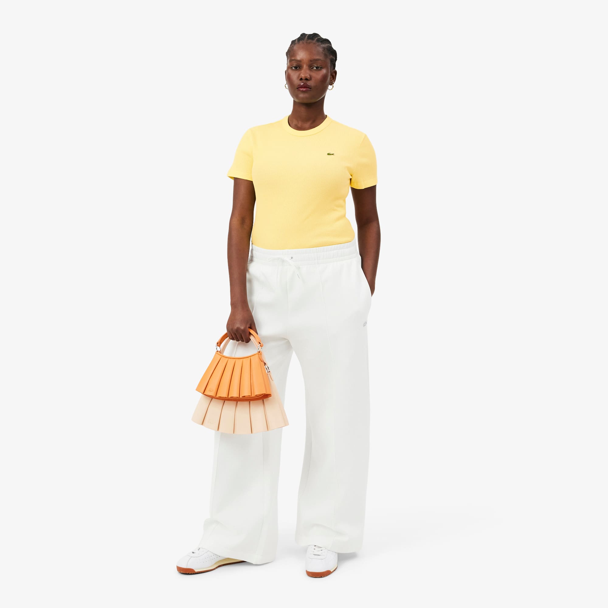 Women's Slim Fit Ribbed Cotton T-Shirt - Pastel yellow