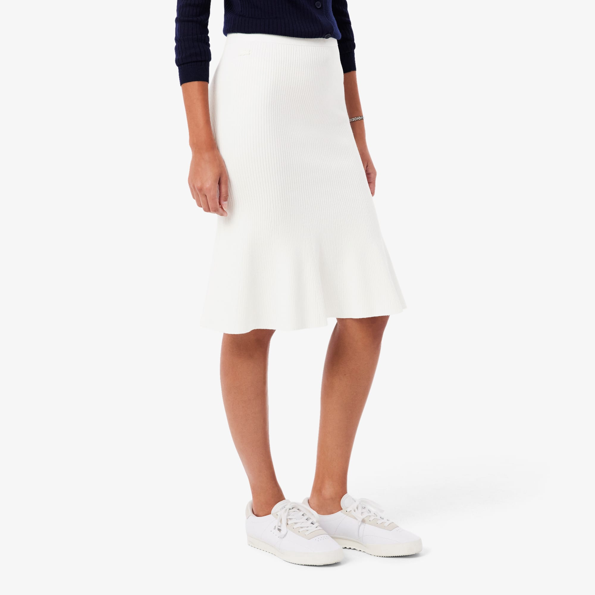 Women's 3D Ribbed Midi Skirt - White