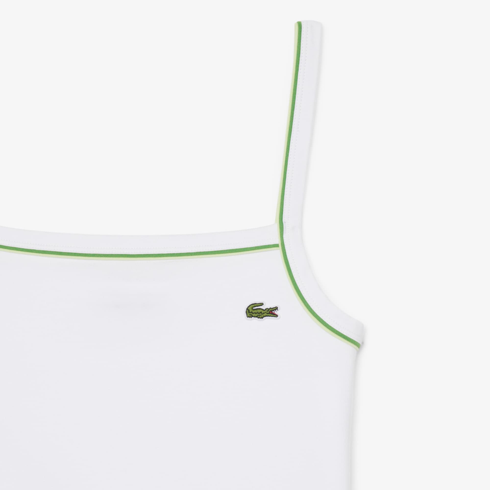 Contrast Accent Cotton Tank Top - Blanc / Vert
