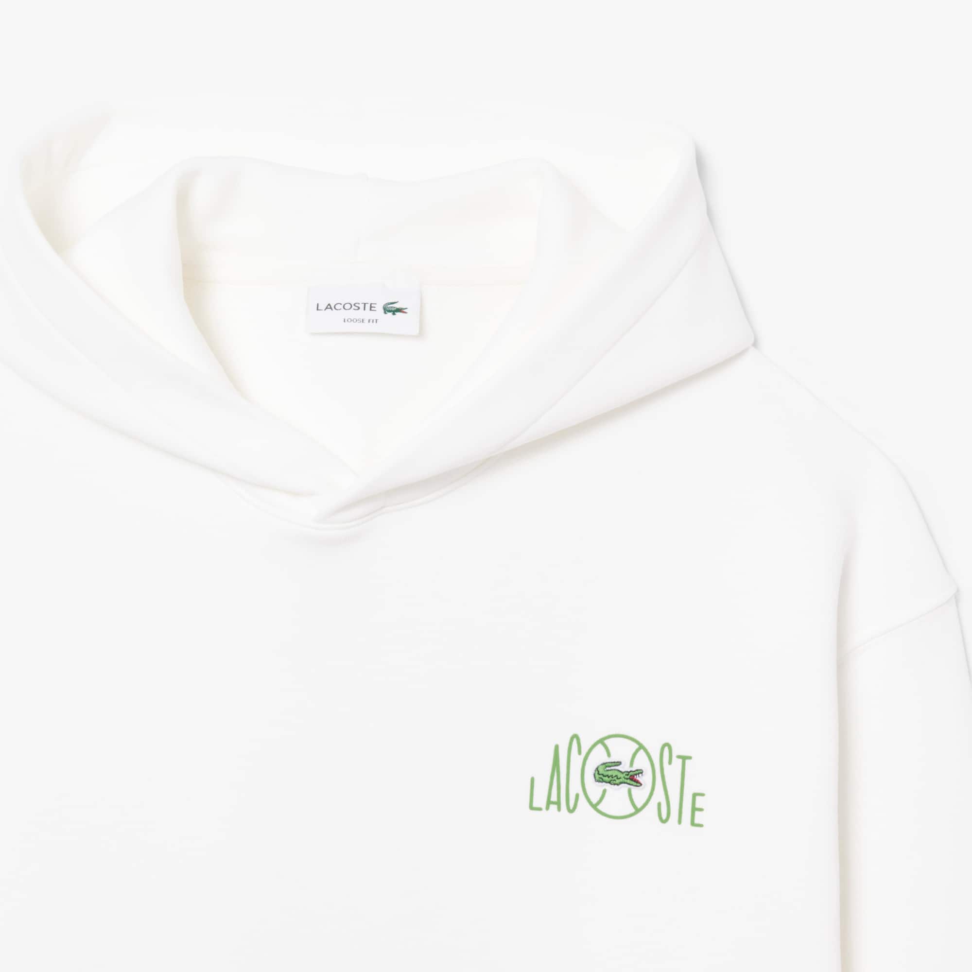 Multi Print Fleece Hoodie - White