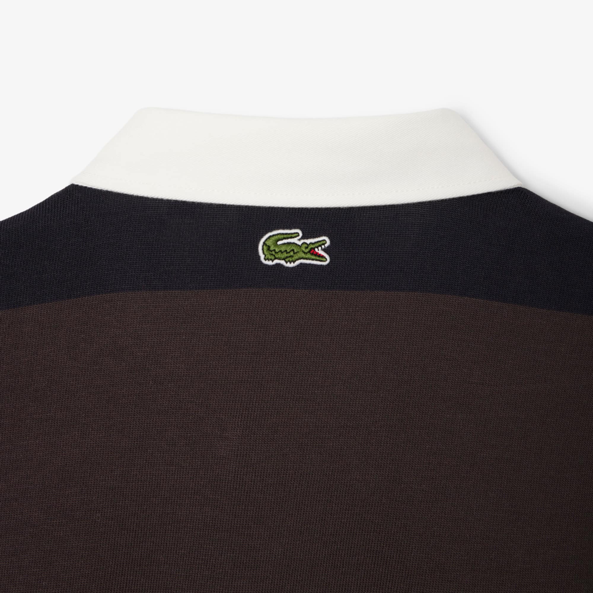 Men's Relaxed Fit Striped Rugby Polo - Navy Blue / Brown