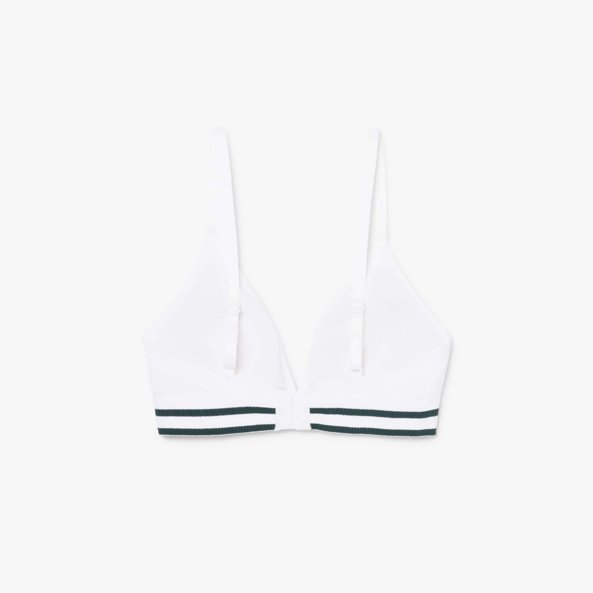 Ribbed Cotton Triangle Bralette - White
