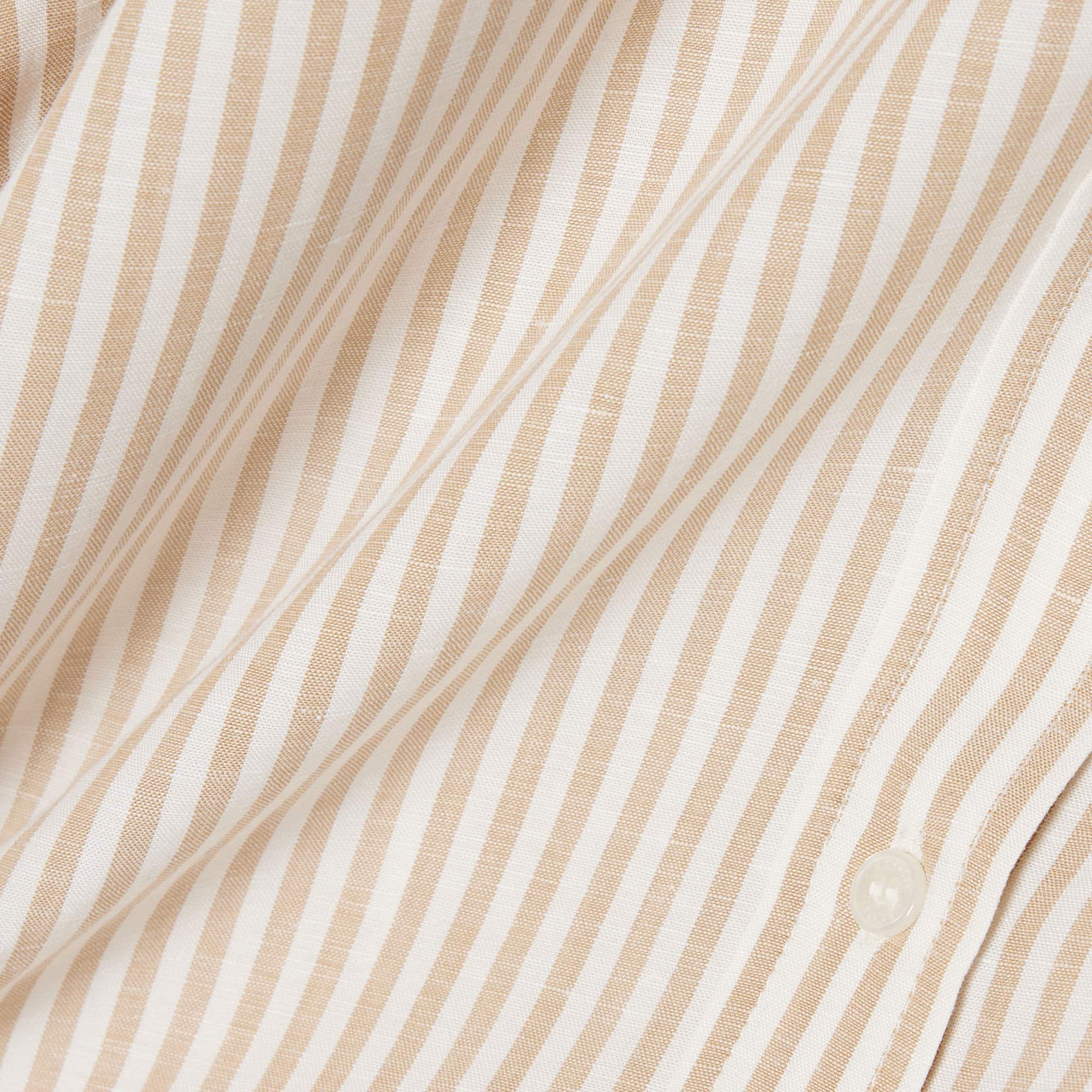 Oversized Linen Blend Shirt - Beige / Blanc