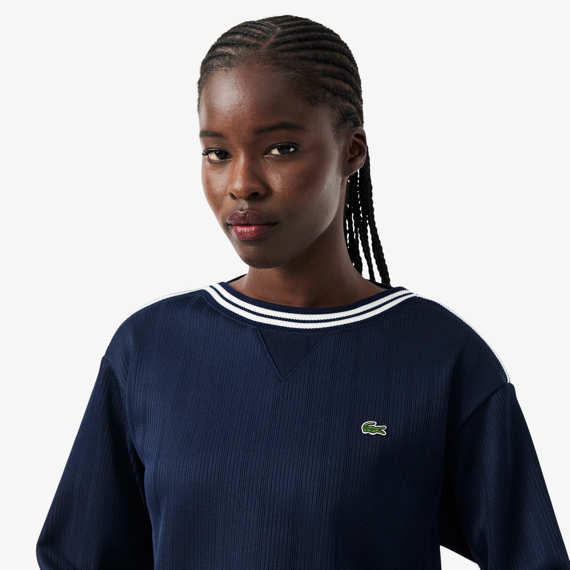 Made In France Boat Neck Sweatshirt - Navy Blue / White