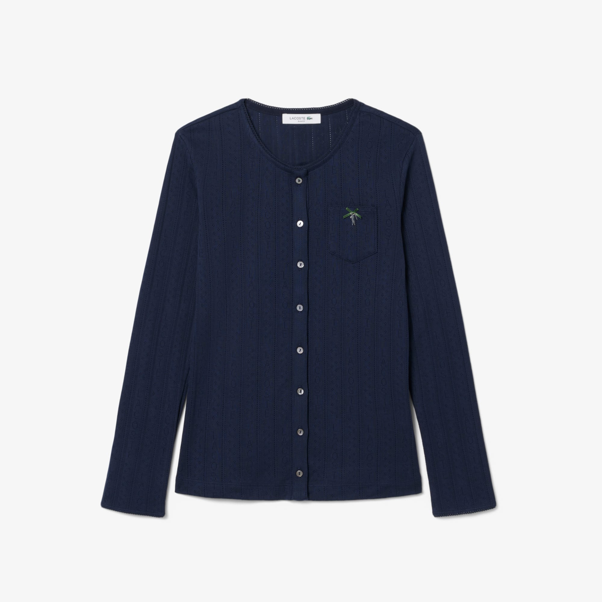 Slim Fit Pointelle Cardigan - Navy Blue