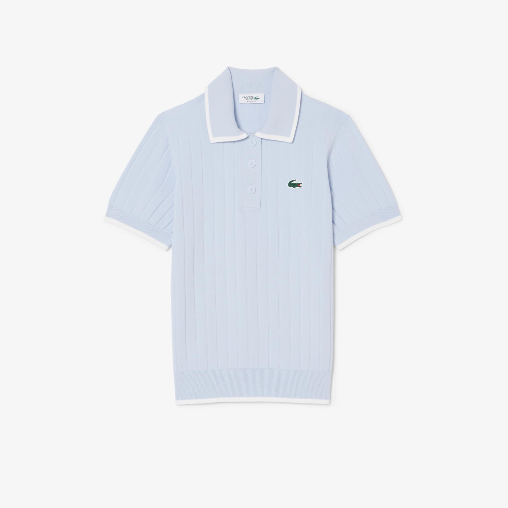 Women's Short Sleeve Polo Collar Golf Sweater - Bleu Clair / Blanc