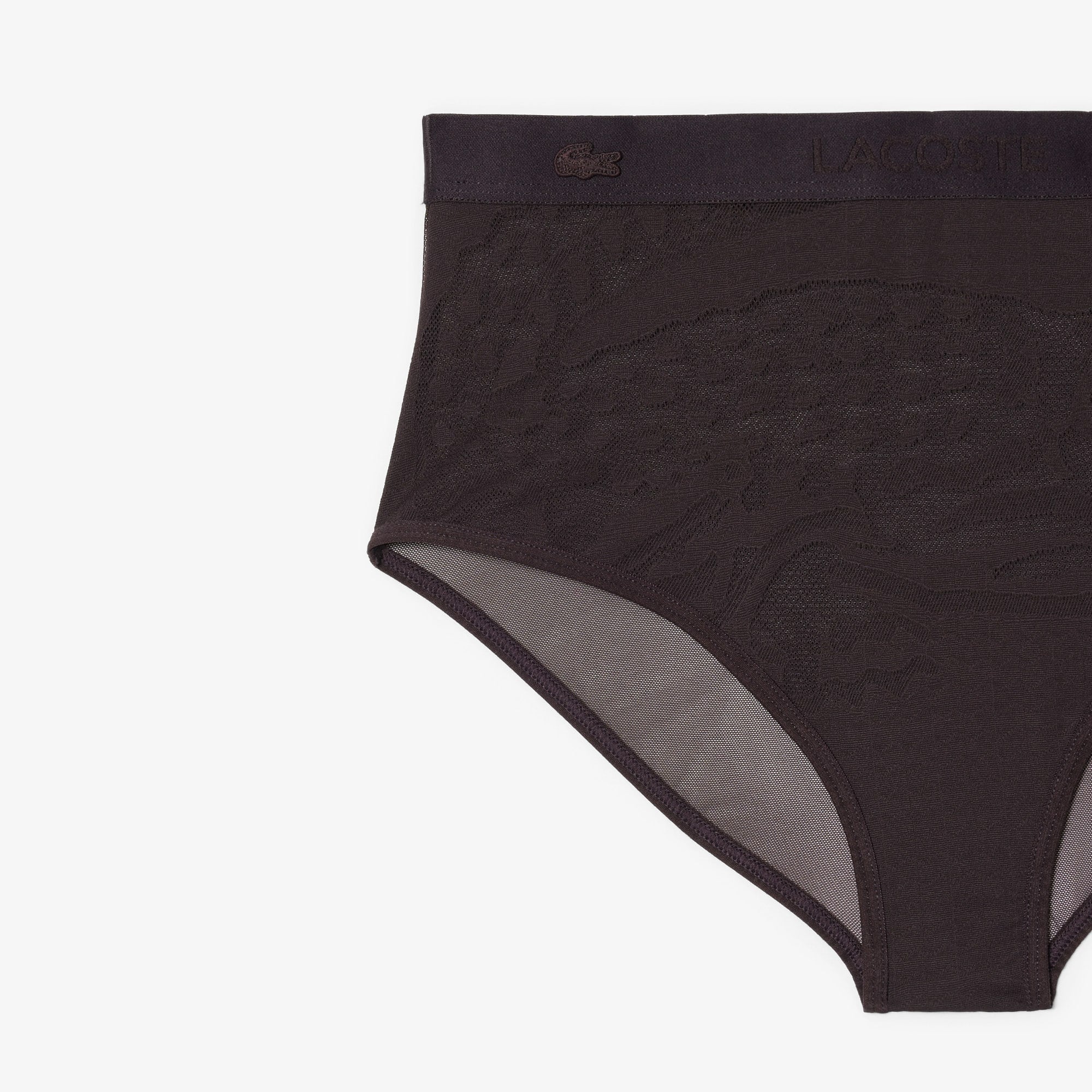 High Waist Mesh Briefs - Brown
