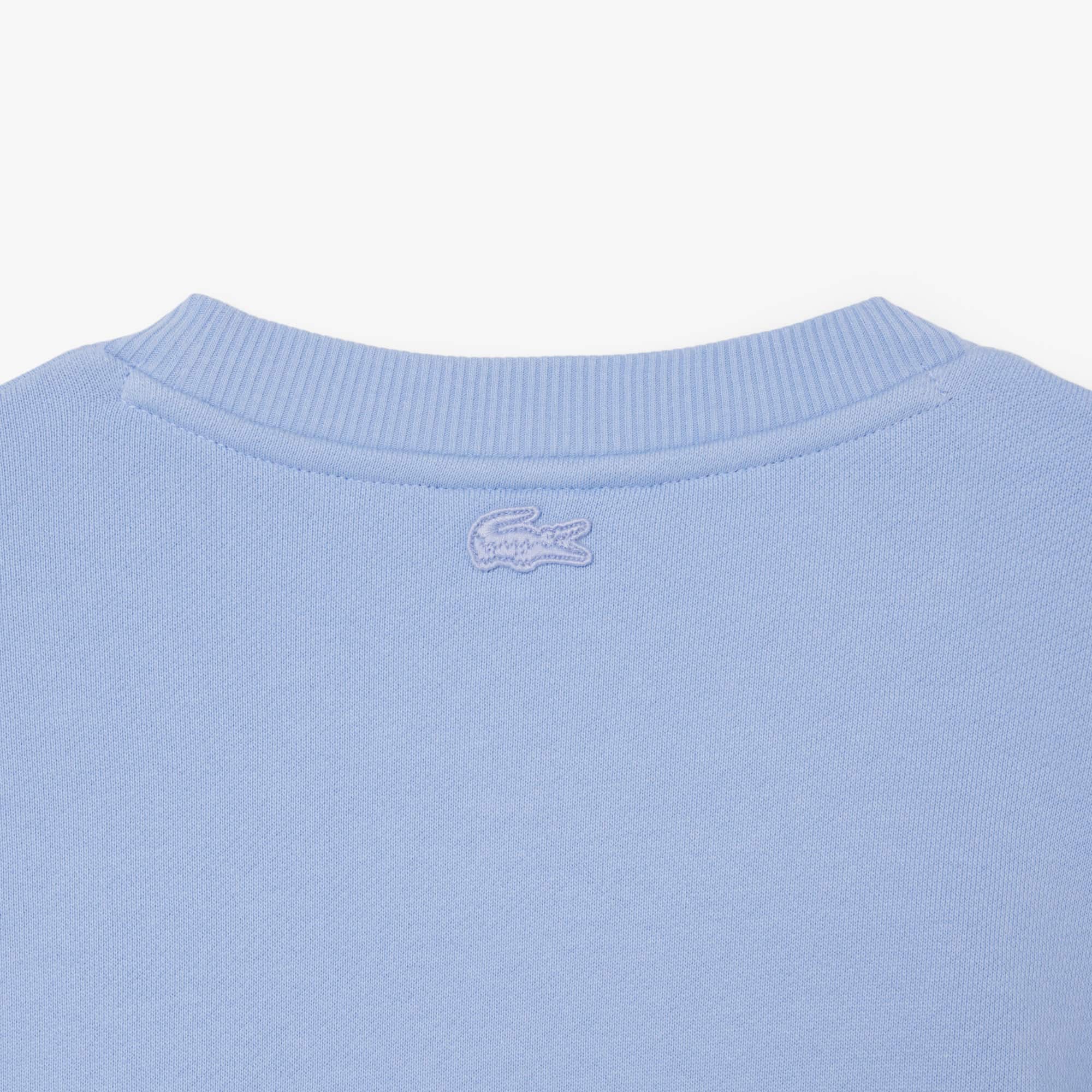 Men's Embroidered Motif Fleece Sweatshirt - Purple