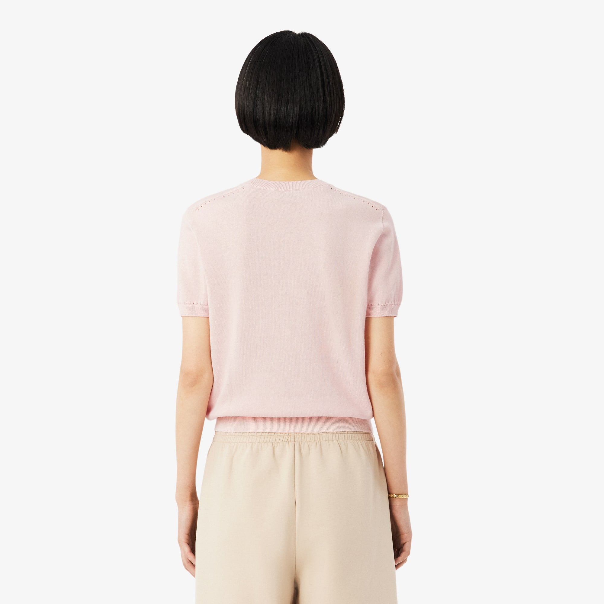 Short Sleeved 3D Knit Sweater - Light Pink