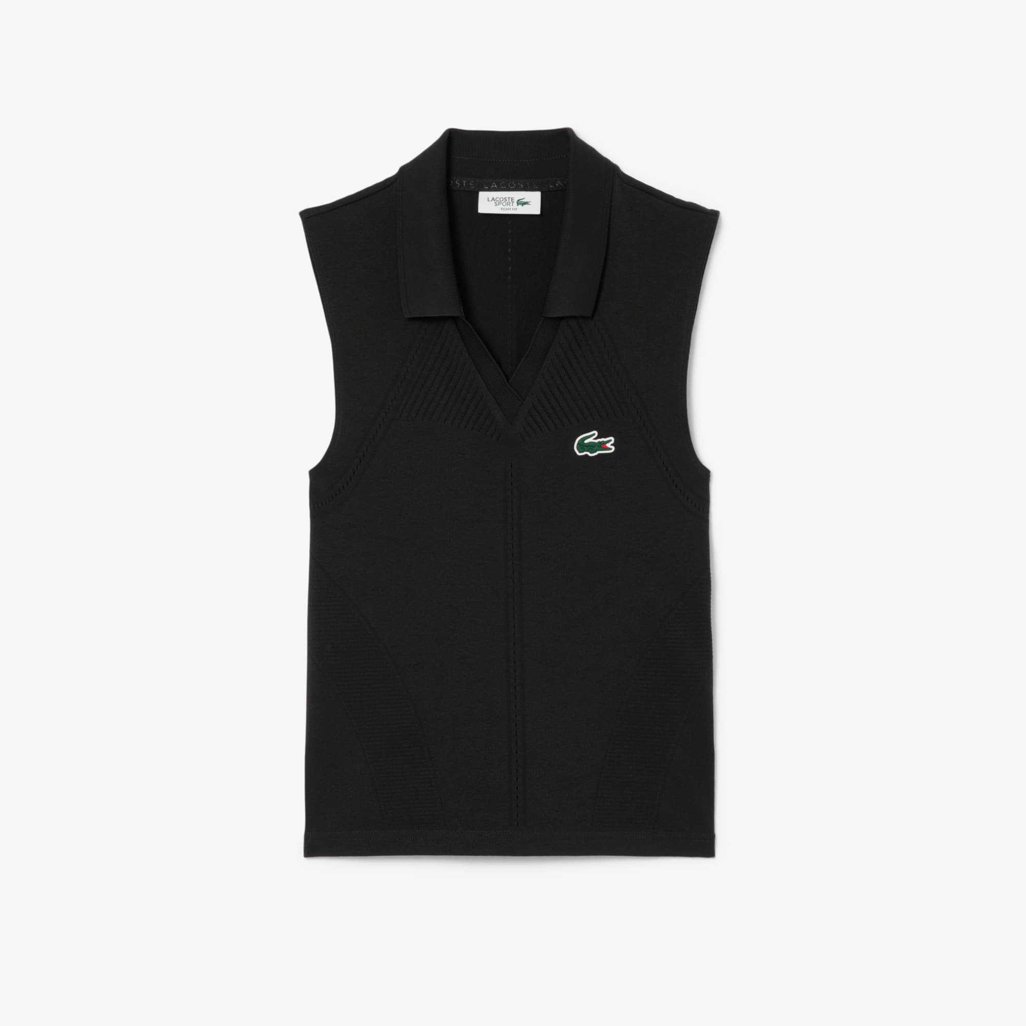 Women's Sleeveless Stretch Knit Tennis Polo - Black