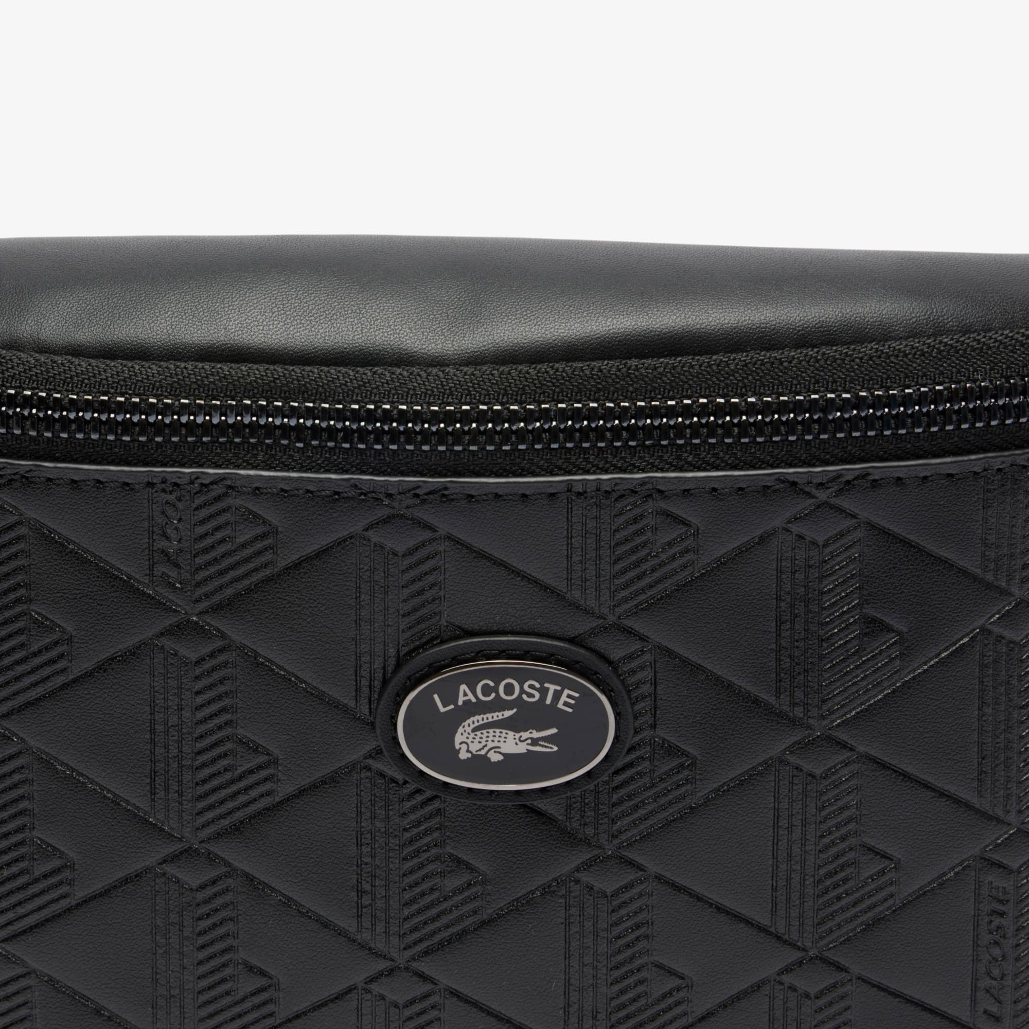 Monogram Embossed Leather Belt Bag - Black