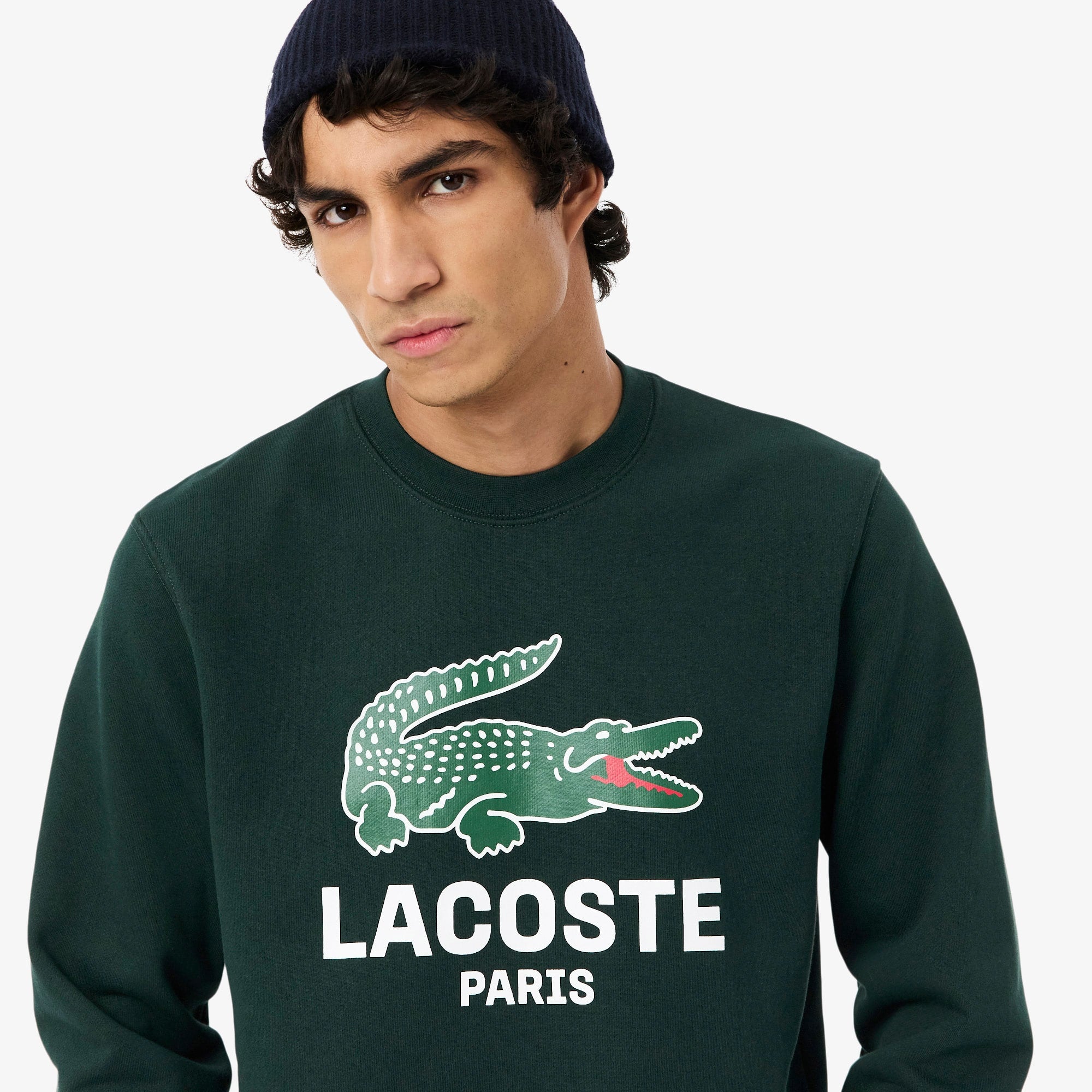 Men's Classic Fit Printed Crew Neck Sweatshirt - Forest green