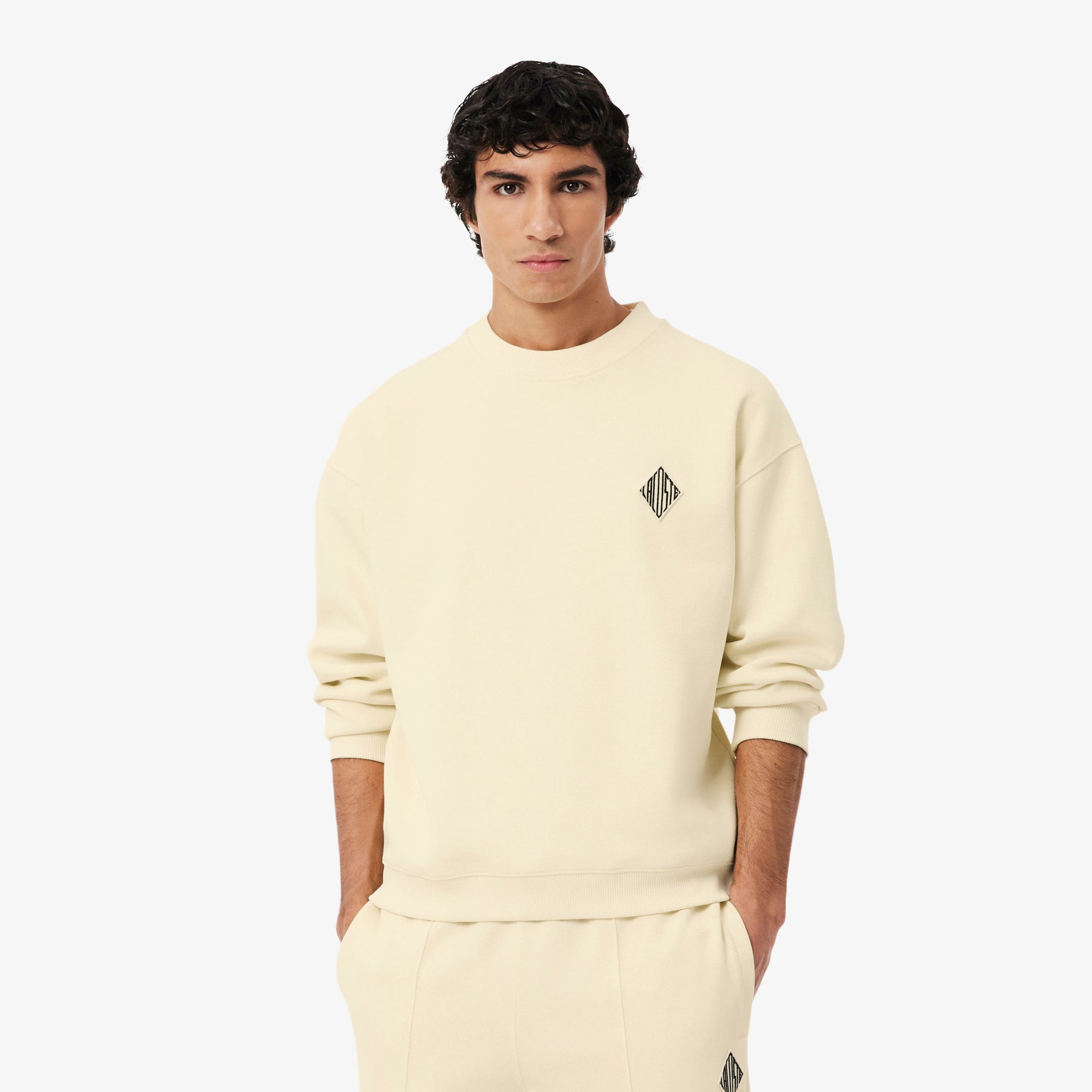 Double Face Piqué Badge Sweatshirt - Lemon Beige