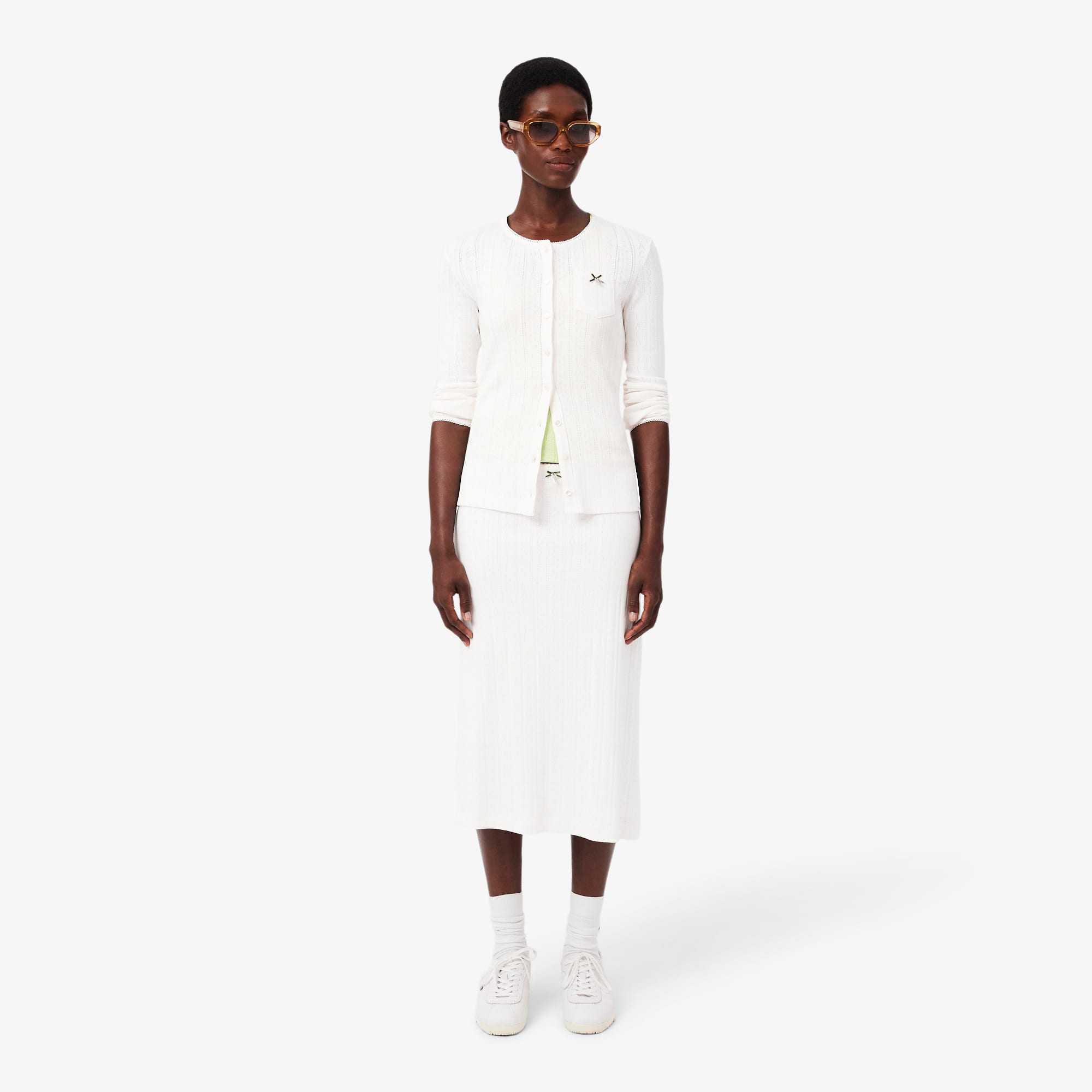 Cotton Midi Skirt - White