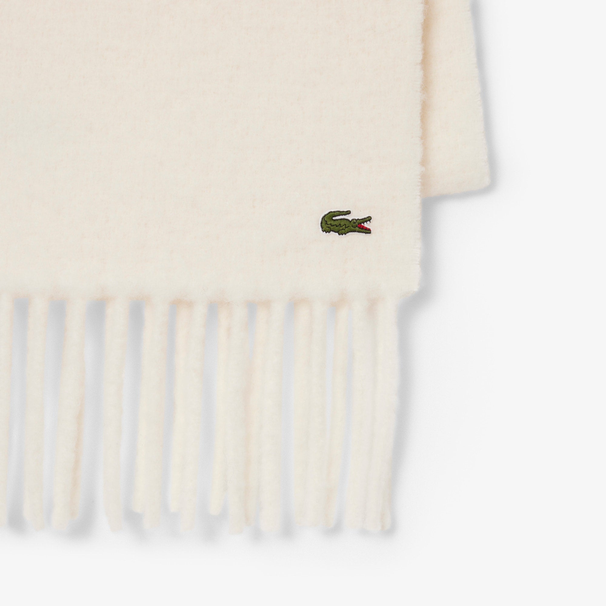Unisex Fringed Alpaca Wool Scarf - Cream
