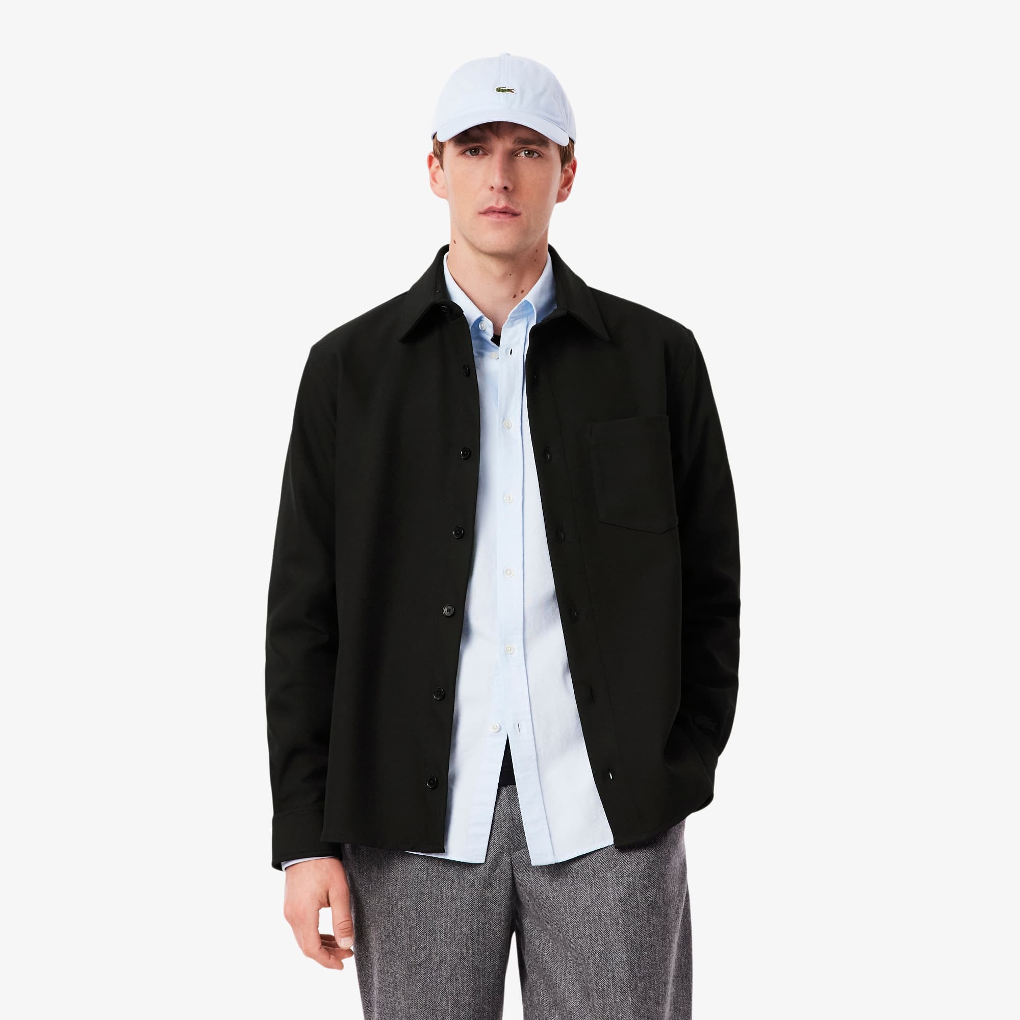 Men's Oversized Double Face Overshirt - Black