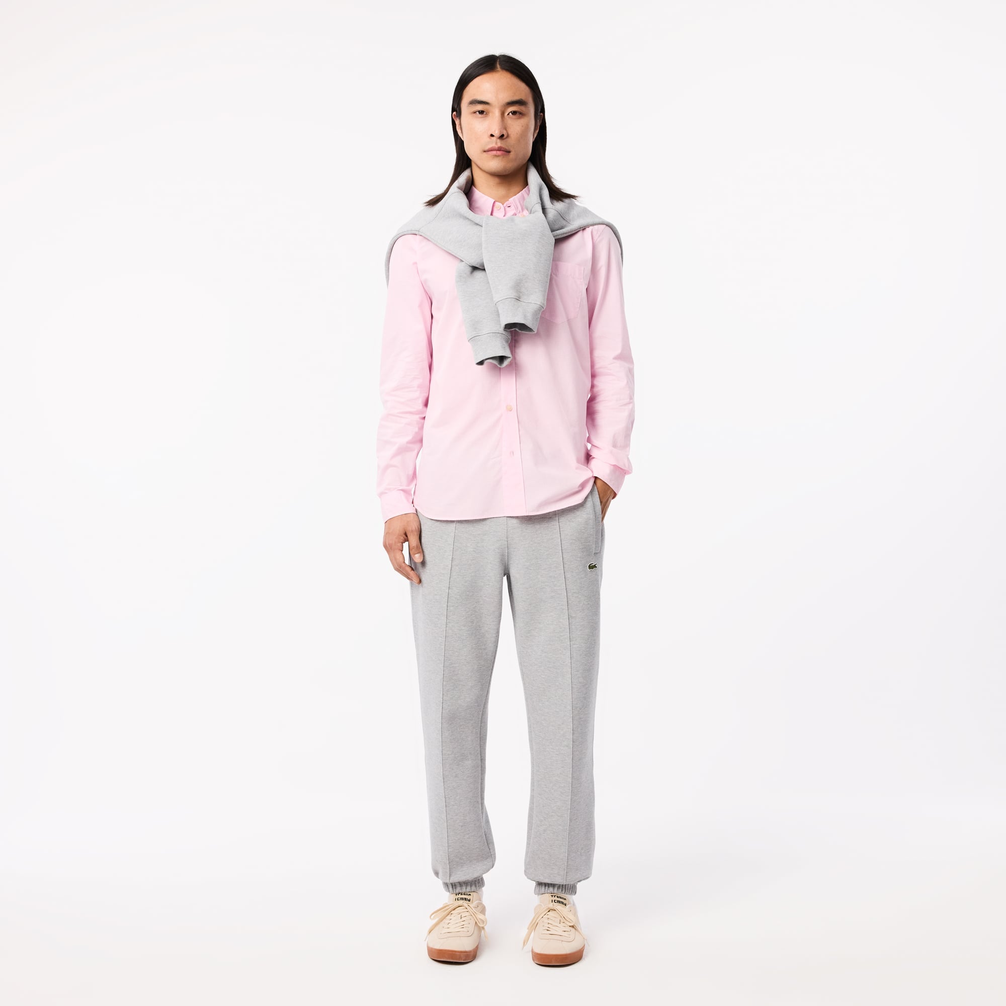 Men's Regular Fit Gingham Poplin Shirt - White / Light Pink