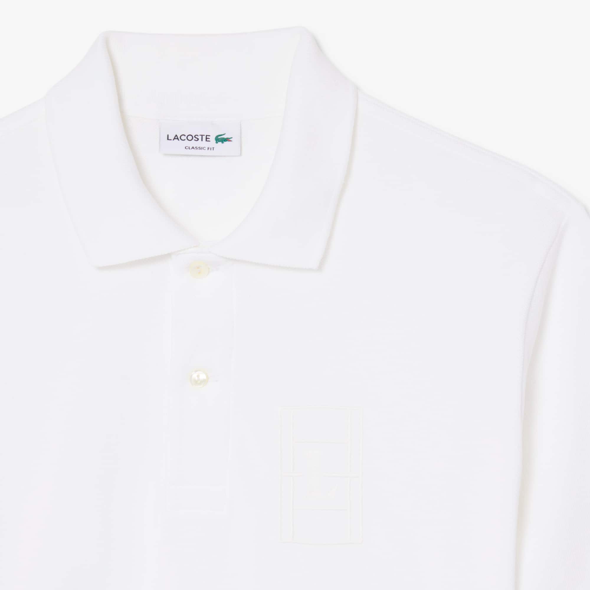 Classic Fit Embroidery Detail Petit Piqué Polo - White