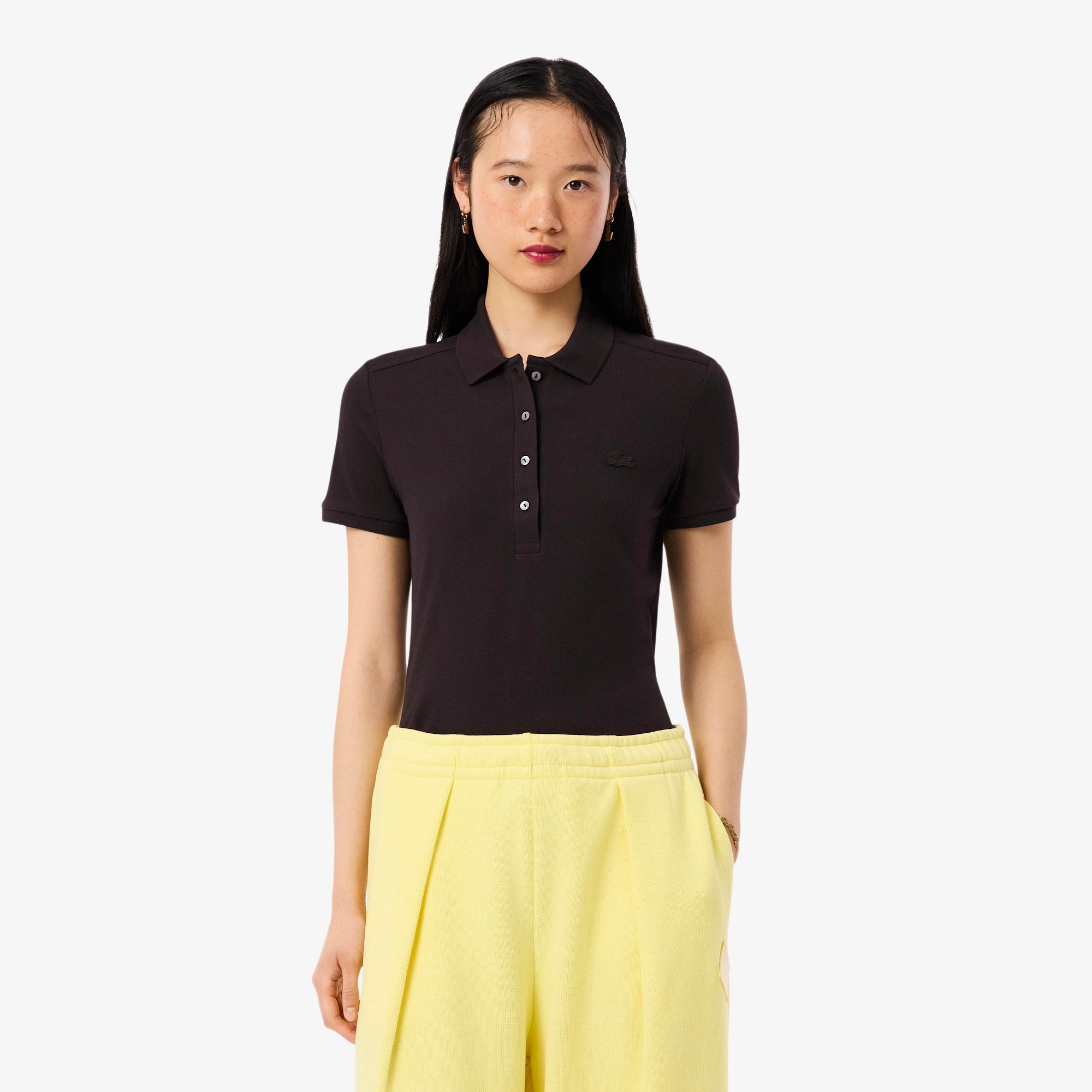 Women's L.12.D Slim Fit Stretch Mini Piqué Polo - Brown