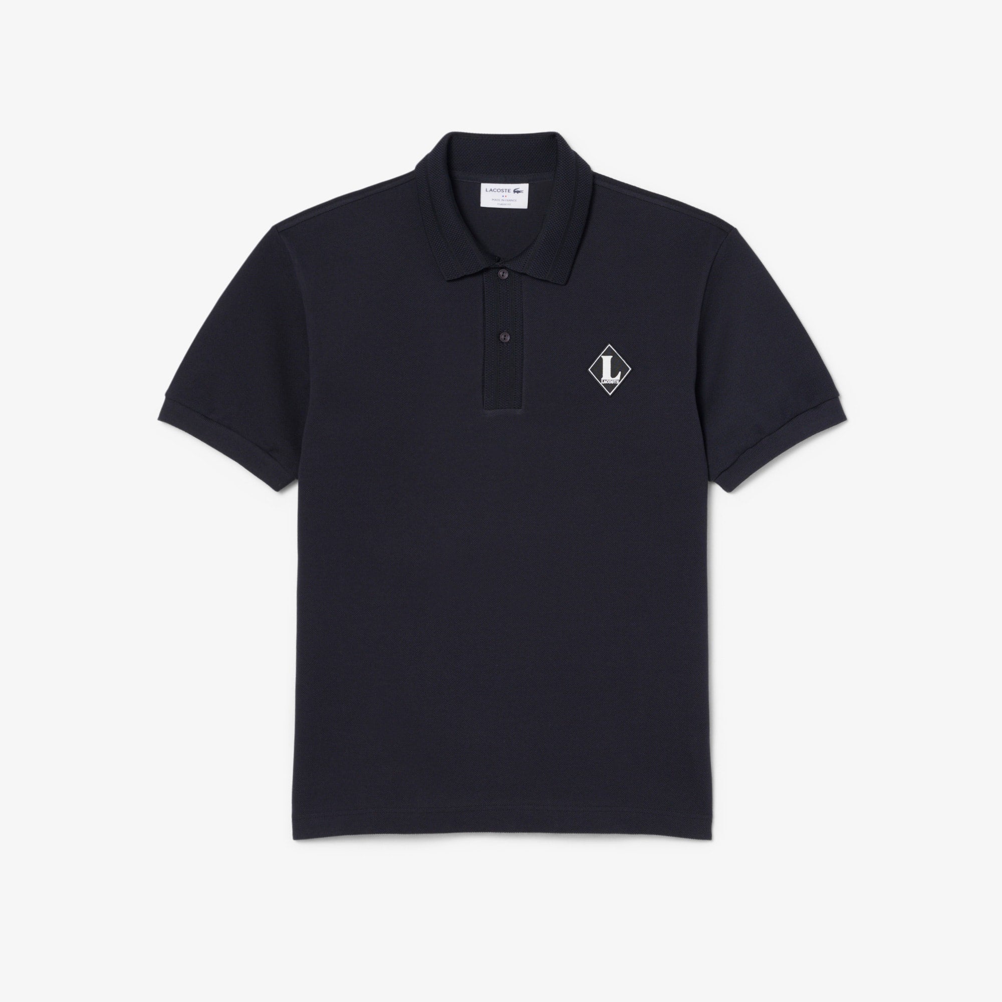Made In France Classic Fit Badge Polo - Black