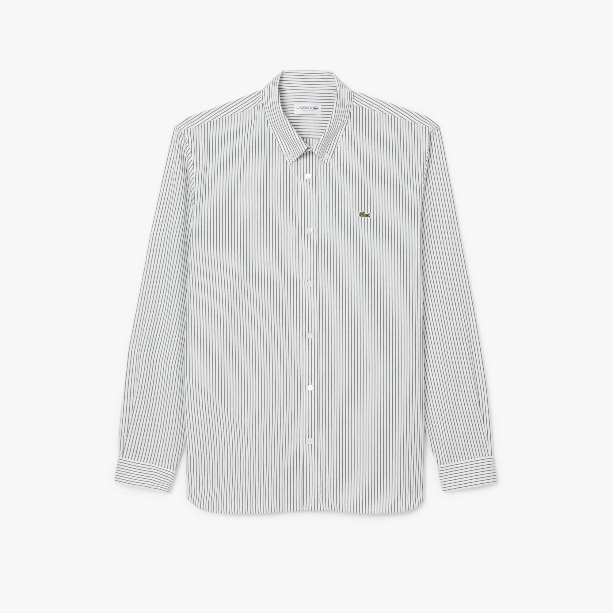 Men's Regular Fit Striped Pinpoint Shirt - White / Green
