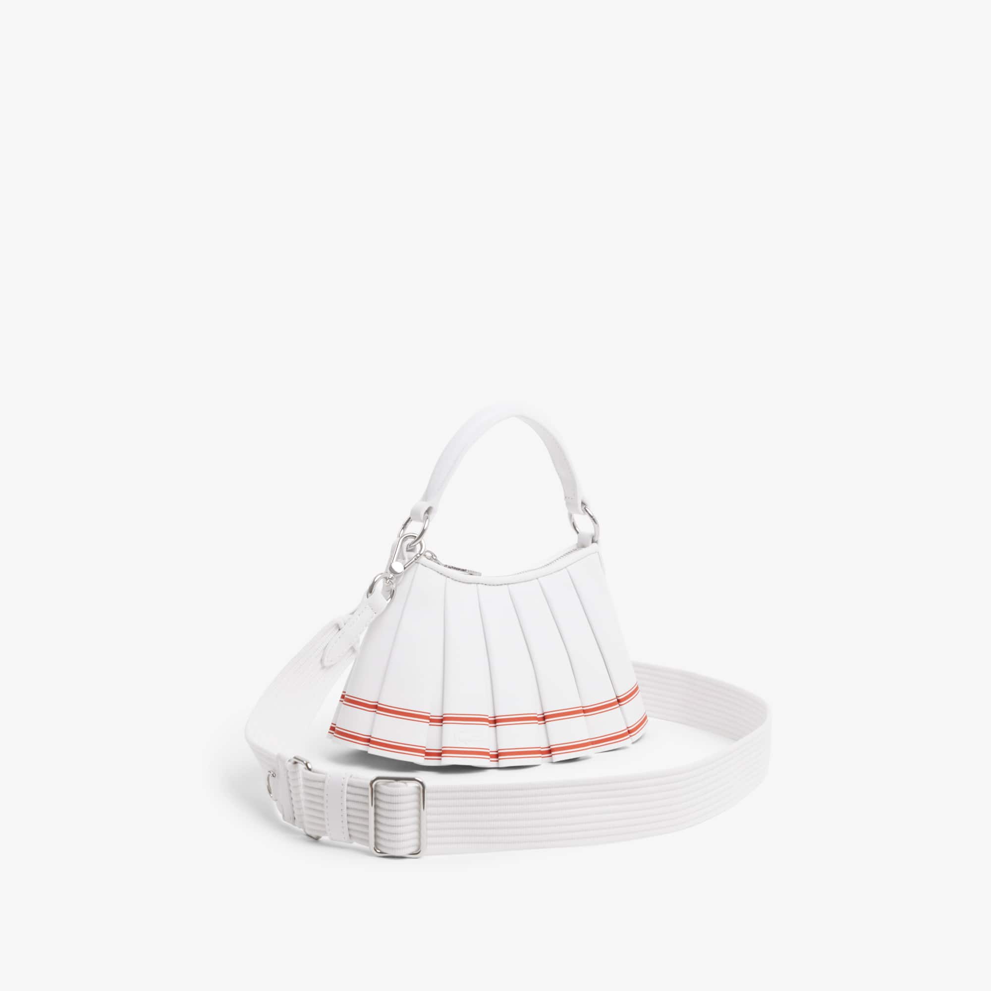 Runway Mini Lenglen Striped Leather Bag - ORANGINE ST WHITE