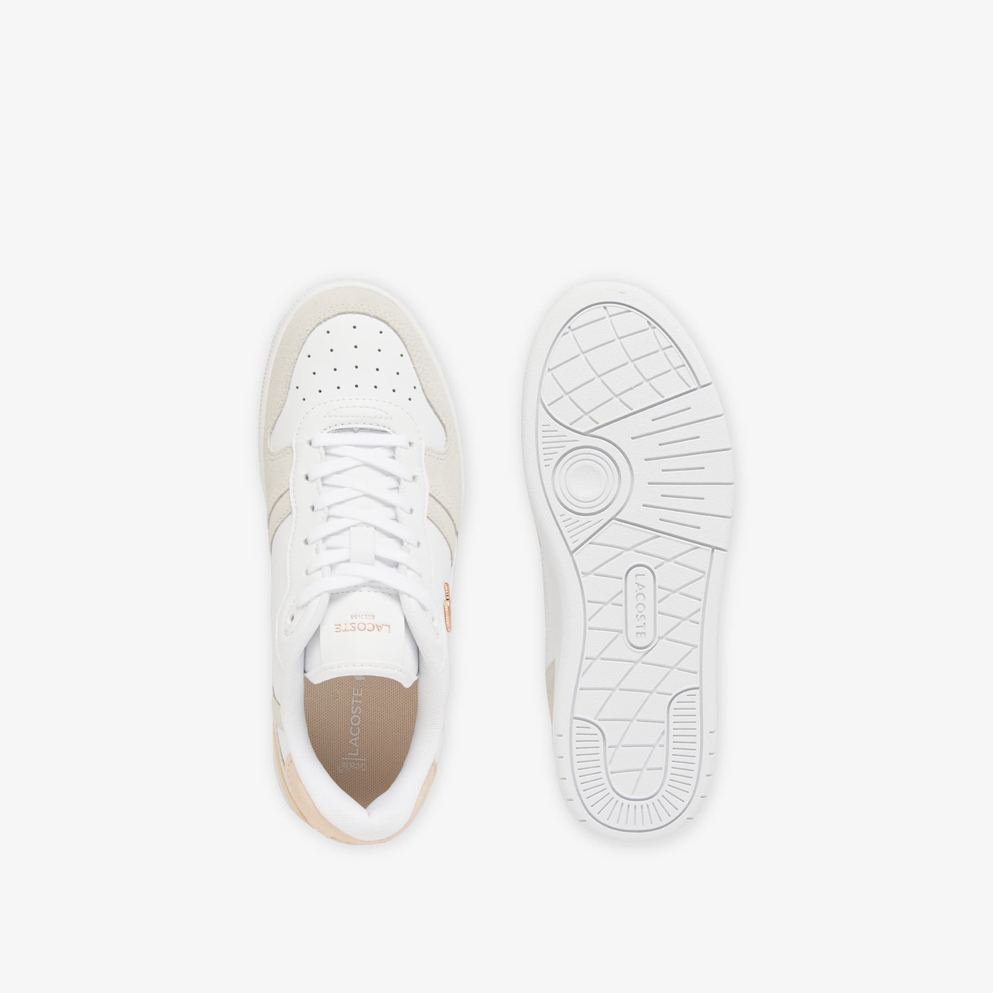 Women's T-Clip Set Leather Sneakers - WHT/LT PINK