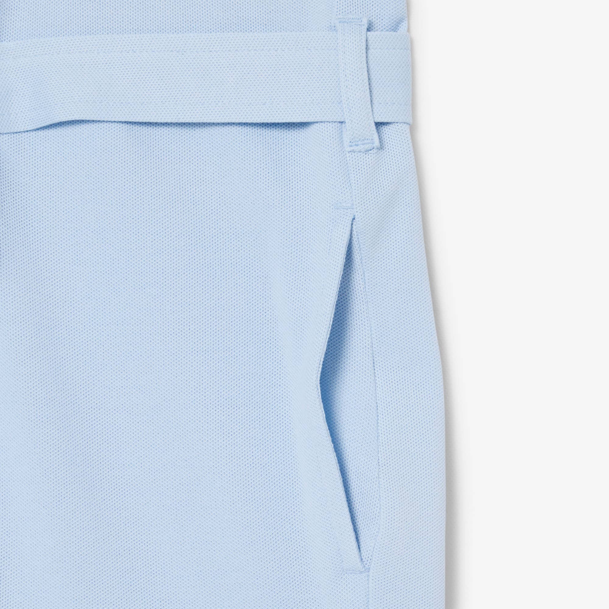 Stretch Piqué Polo Collar Romper - Light Blue