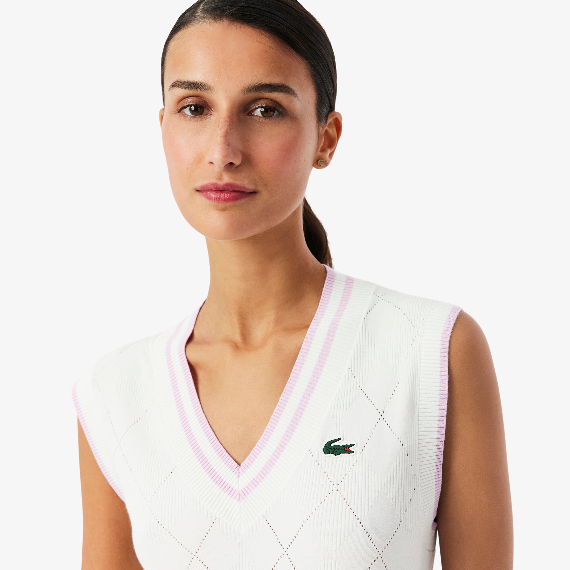 Women's Golf Stretch Sweater Vest - Blanc / Rose