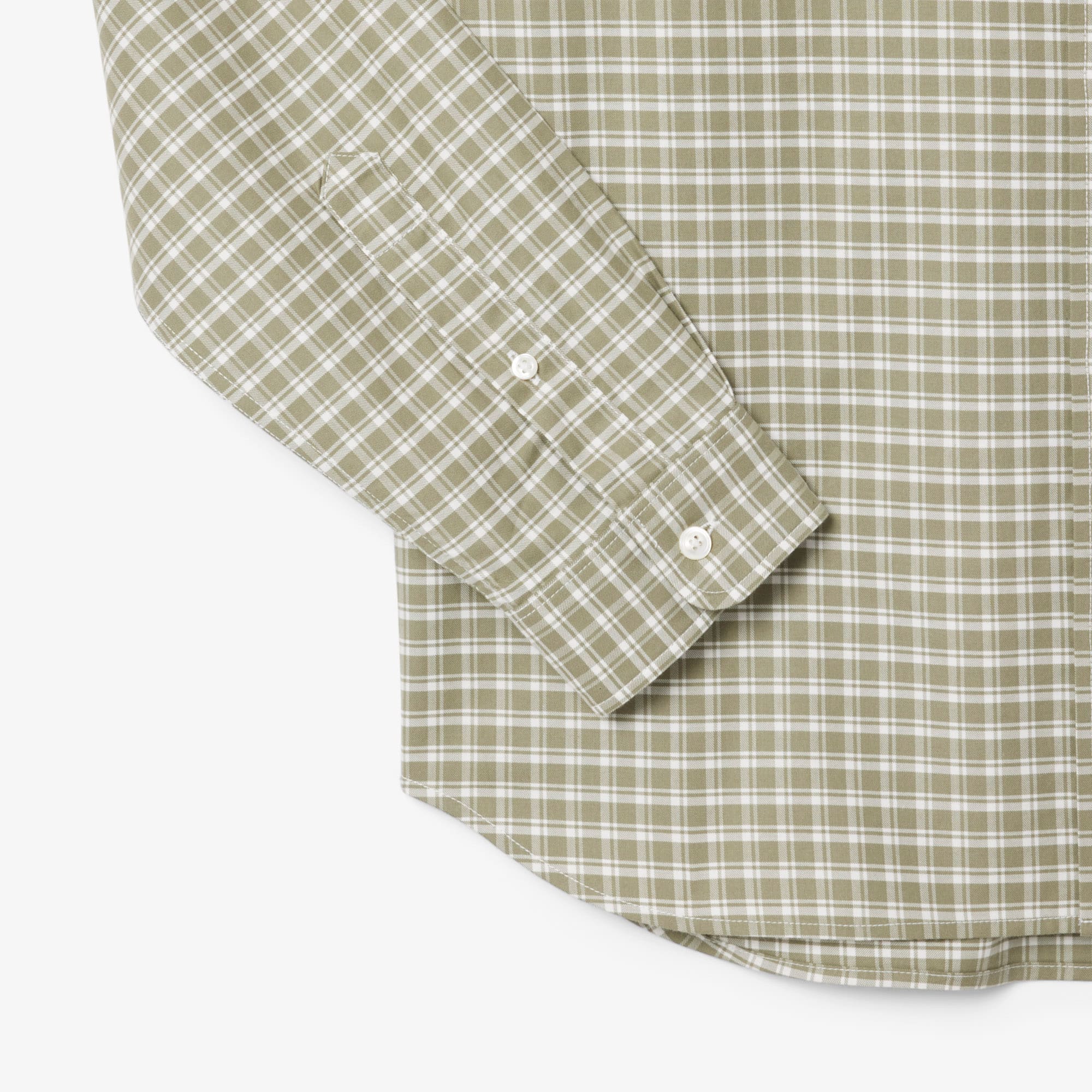 Men's Regular Fit Stretch Plaid Shirt - White / Khaki Green