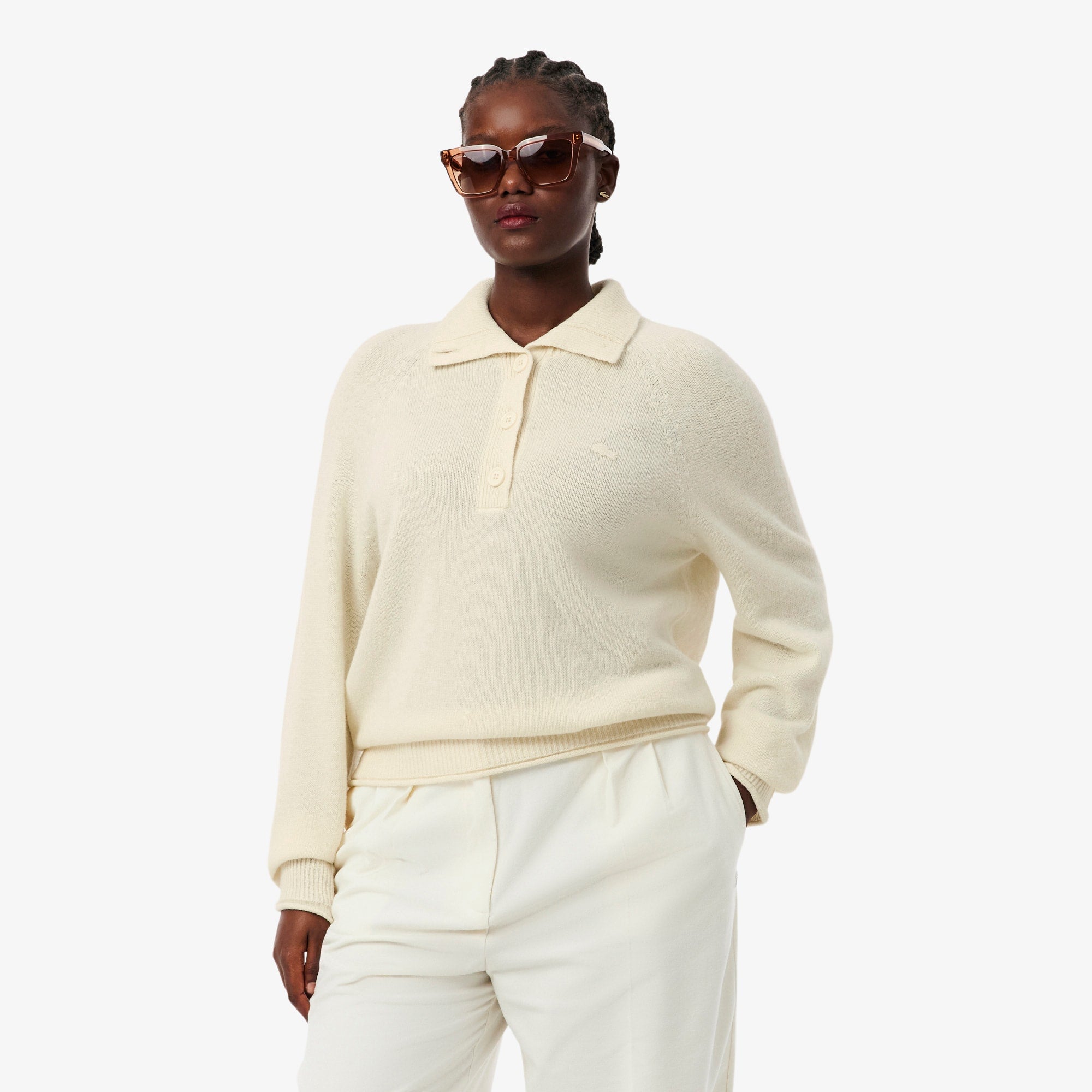 Women's Wool High-Neck Sweater - Cream