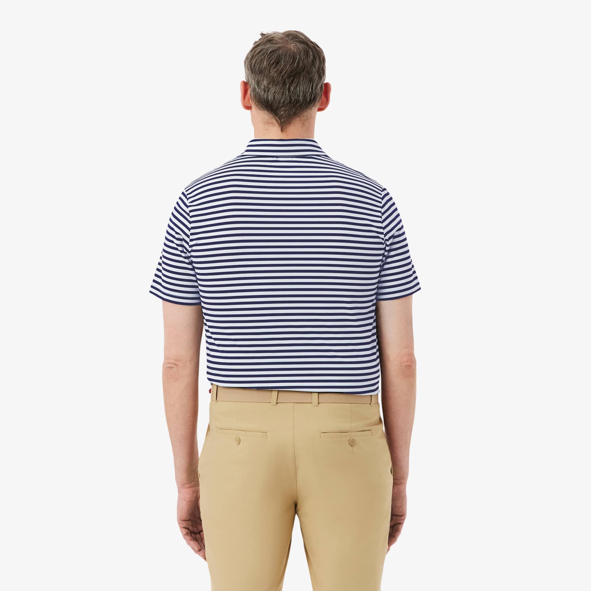Regular Fit Ultra Dry Striped Golf Polo - Navy Blue / White