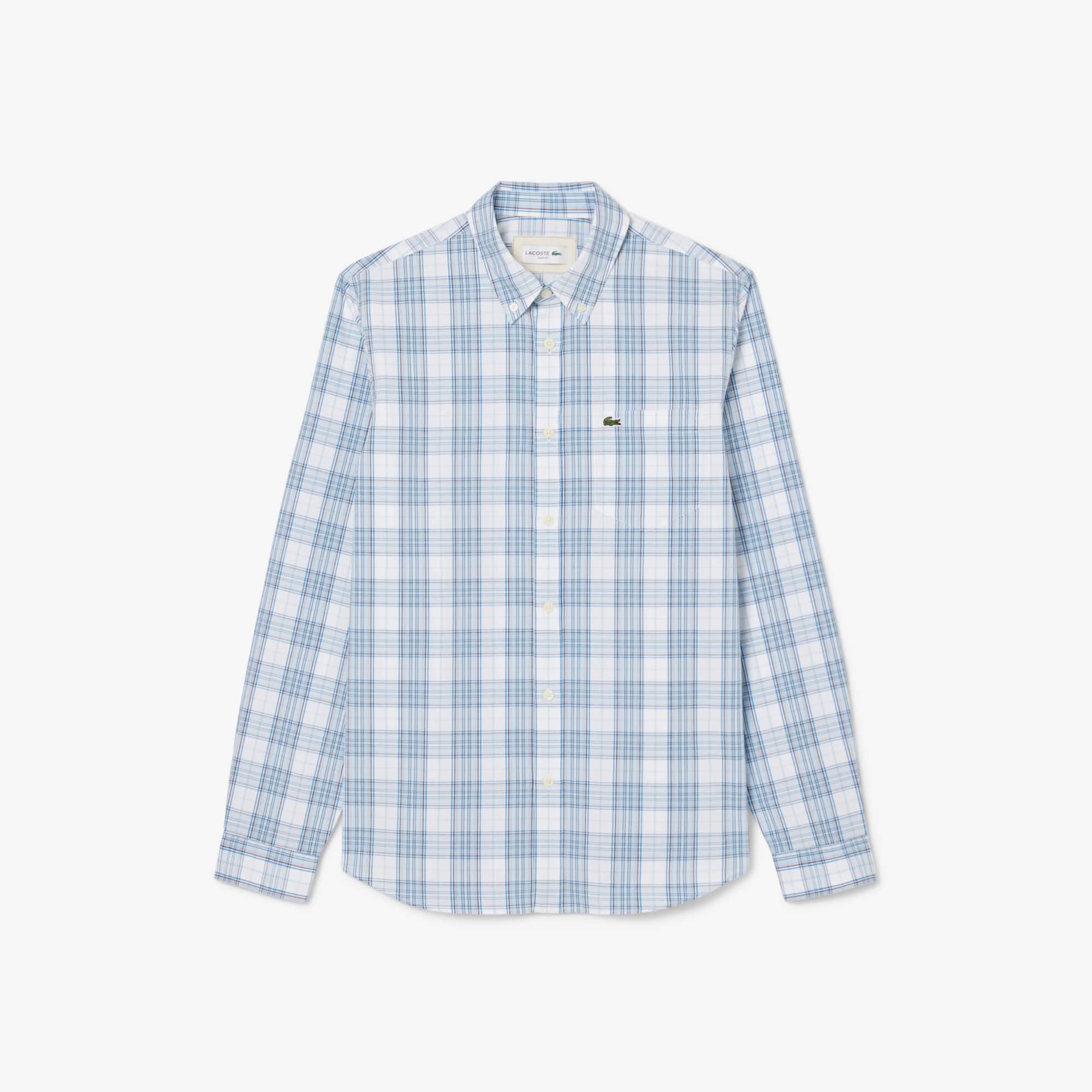 Men's Slim Fit Stretch Plaid Shirt - White / Blue / Navy Blue