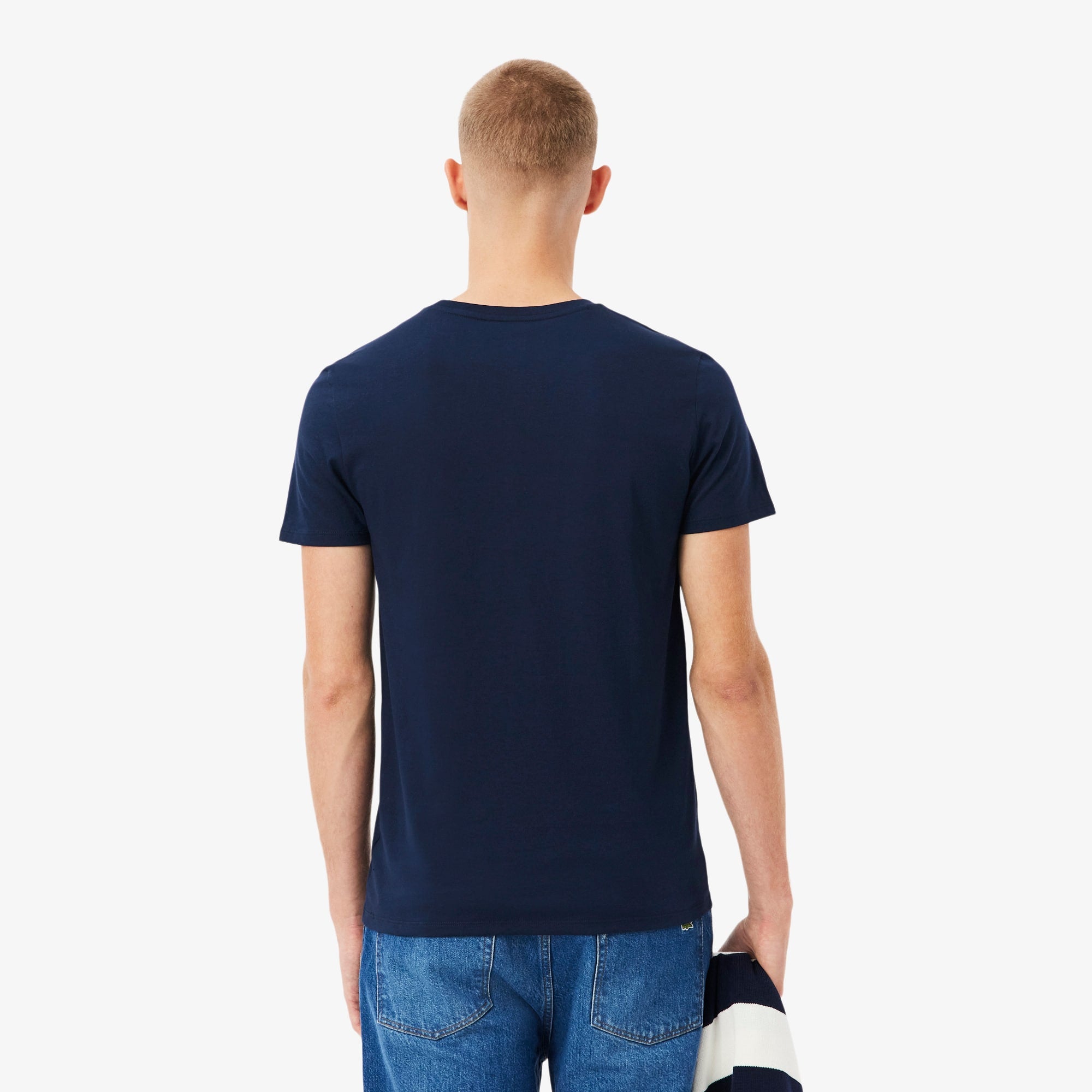 Men's Lightweight Pima Cotton V-Neck T-Shirt - Navy Blue
