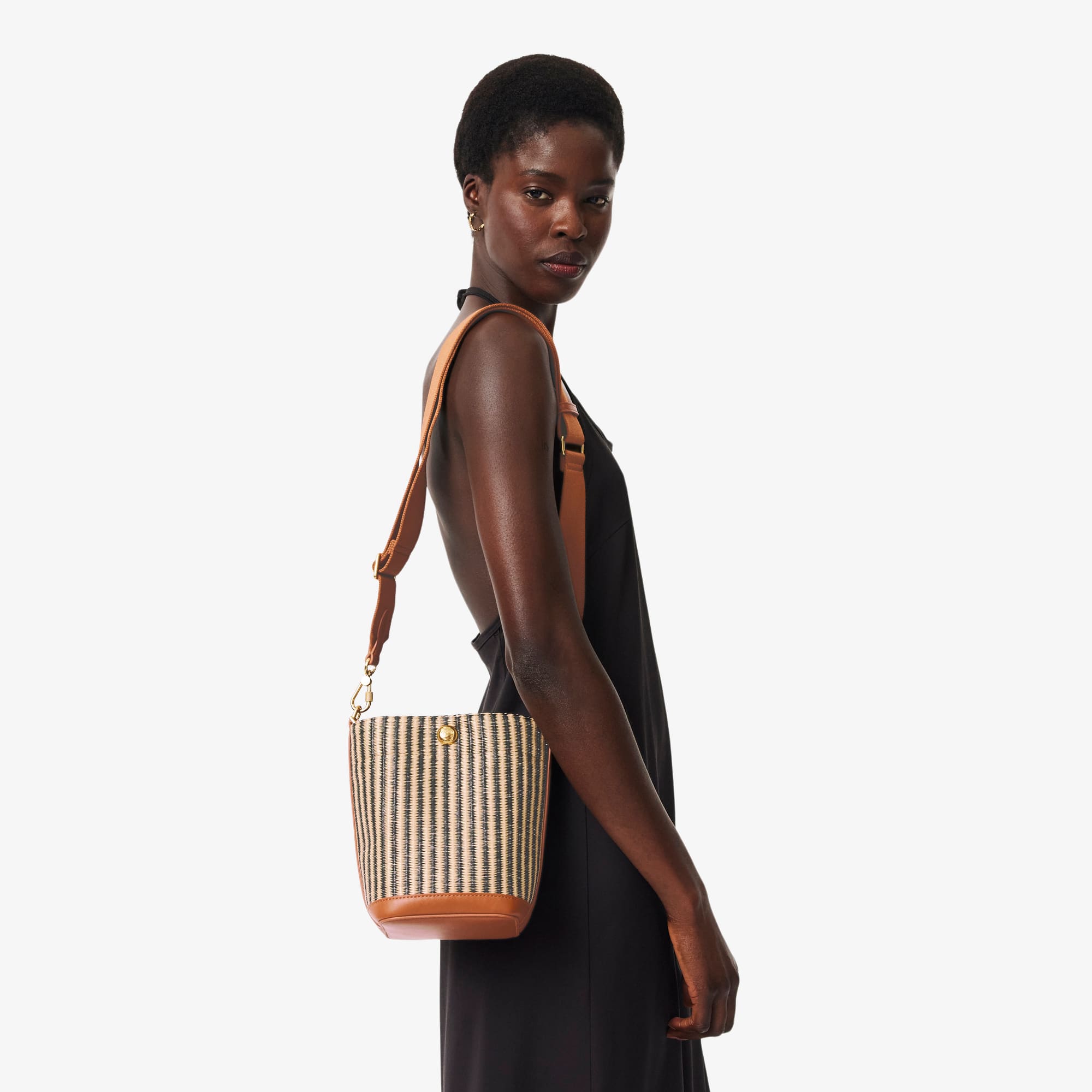 Small Summer Pack Raffia Bucket Bag - NATURAL NOIR TAN