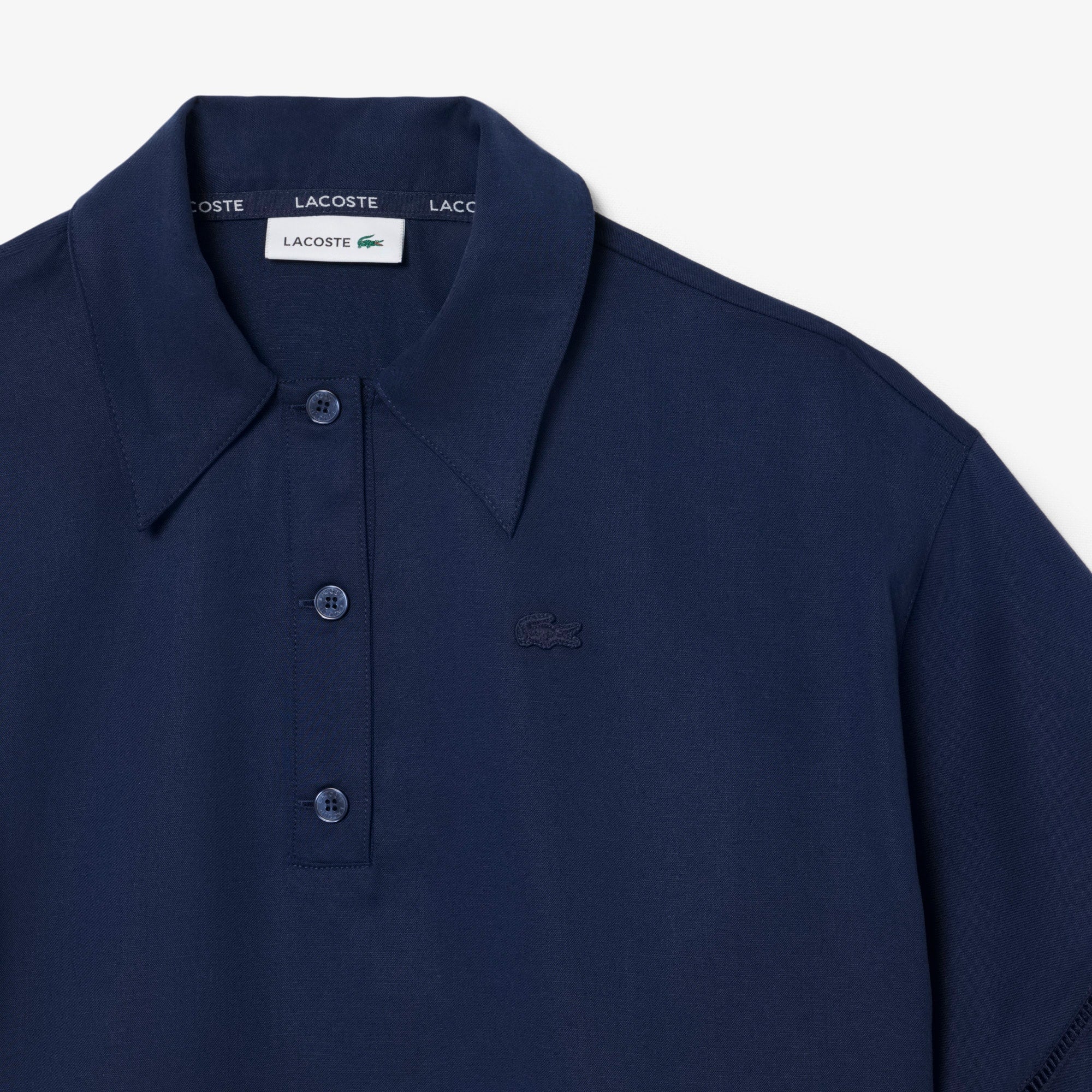 Oversized Fluid Twill Polo - Navy Blue