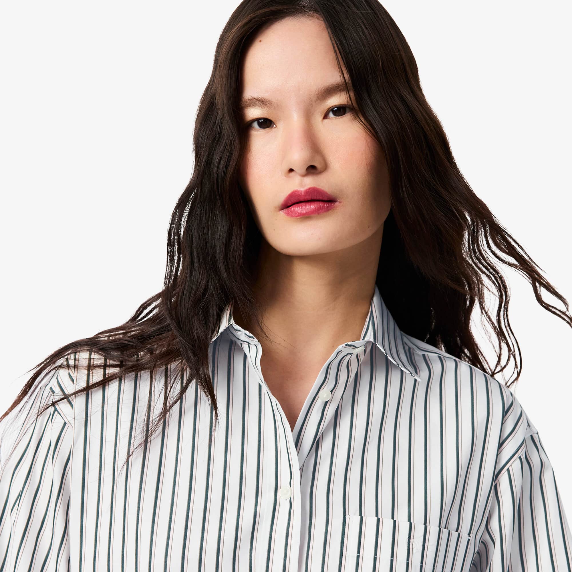 Women's Oversized Cotton Button Down Shirt - White / Green / Light Pink / Khaki Green