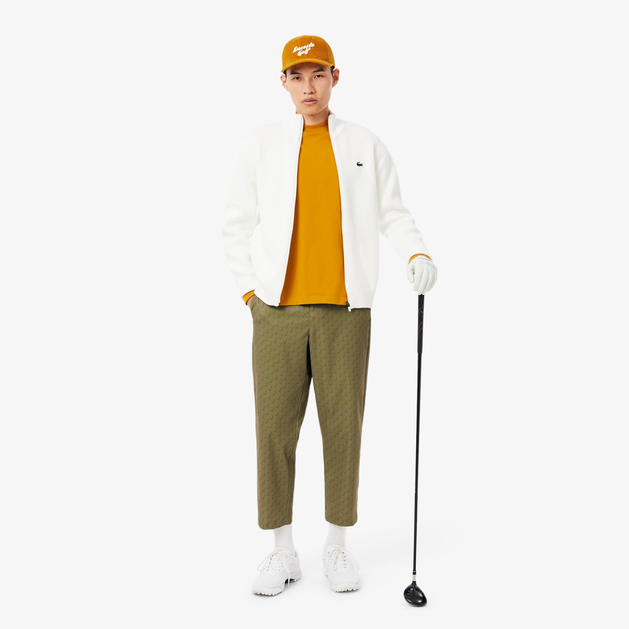 Men's Embroidered Corduroy Golf Cap - Orange