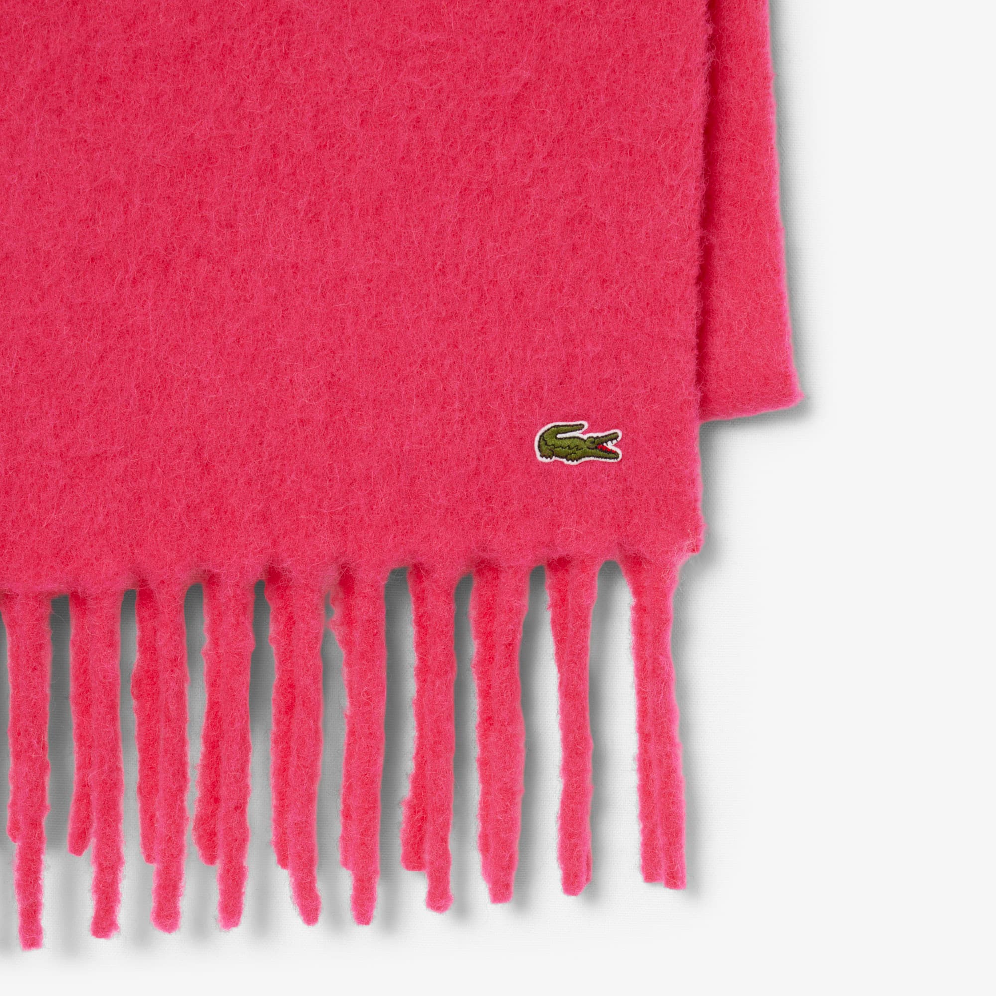 Unisex Fringed Alpaca Wool Scarf - Pink