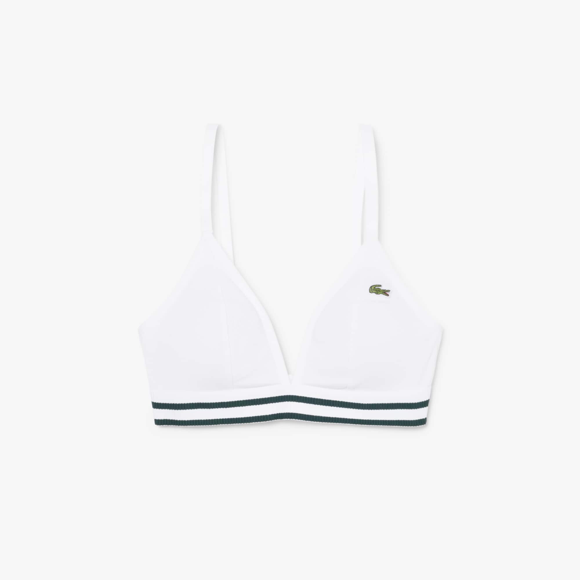 Ribbed Cotton Triangle Bralette - White