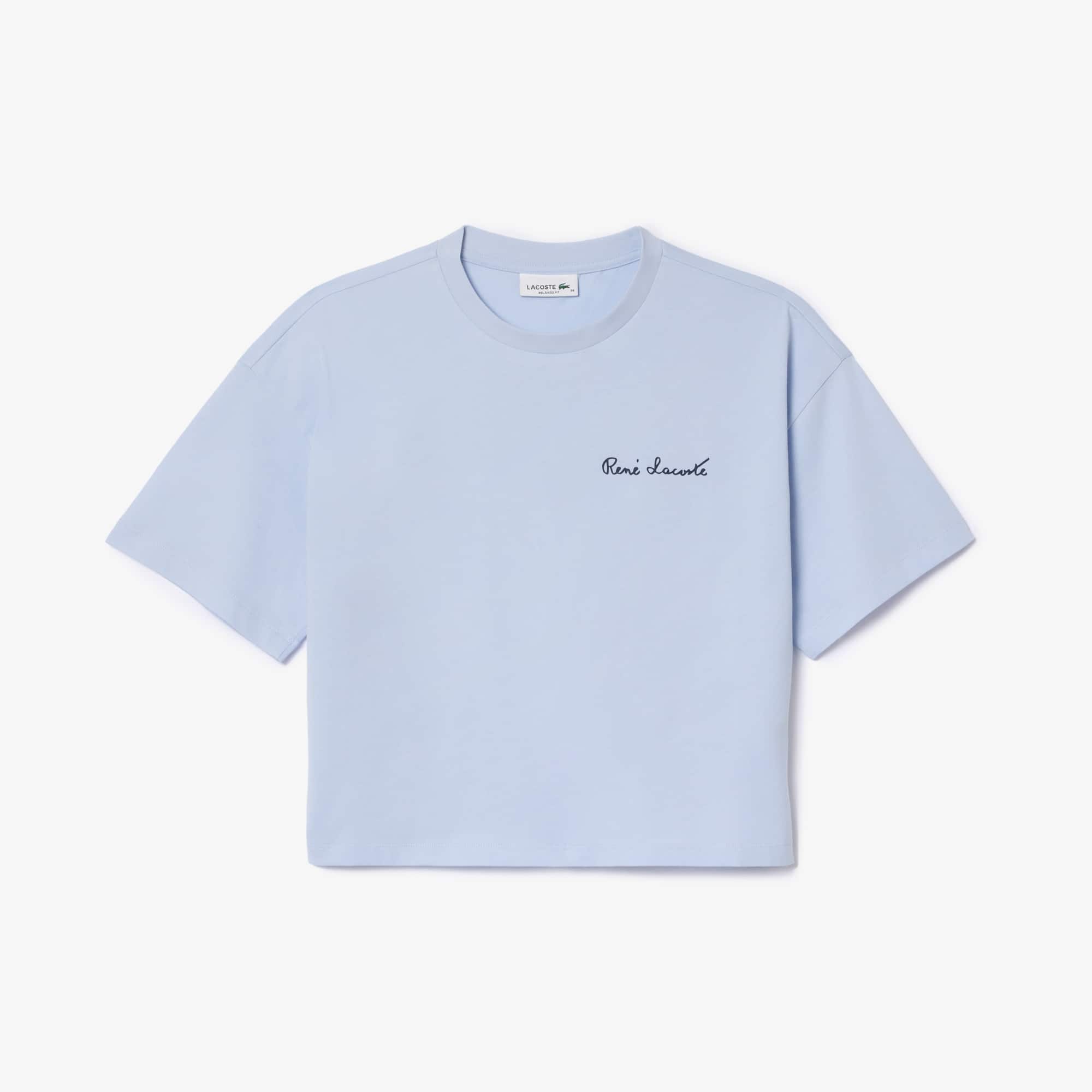 Women's Relaxed Fit Branded Cotton T-Shirt - Phoenix blue