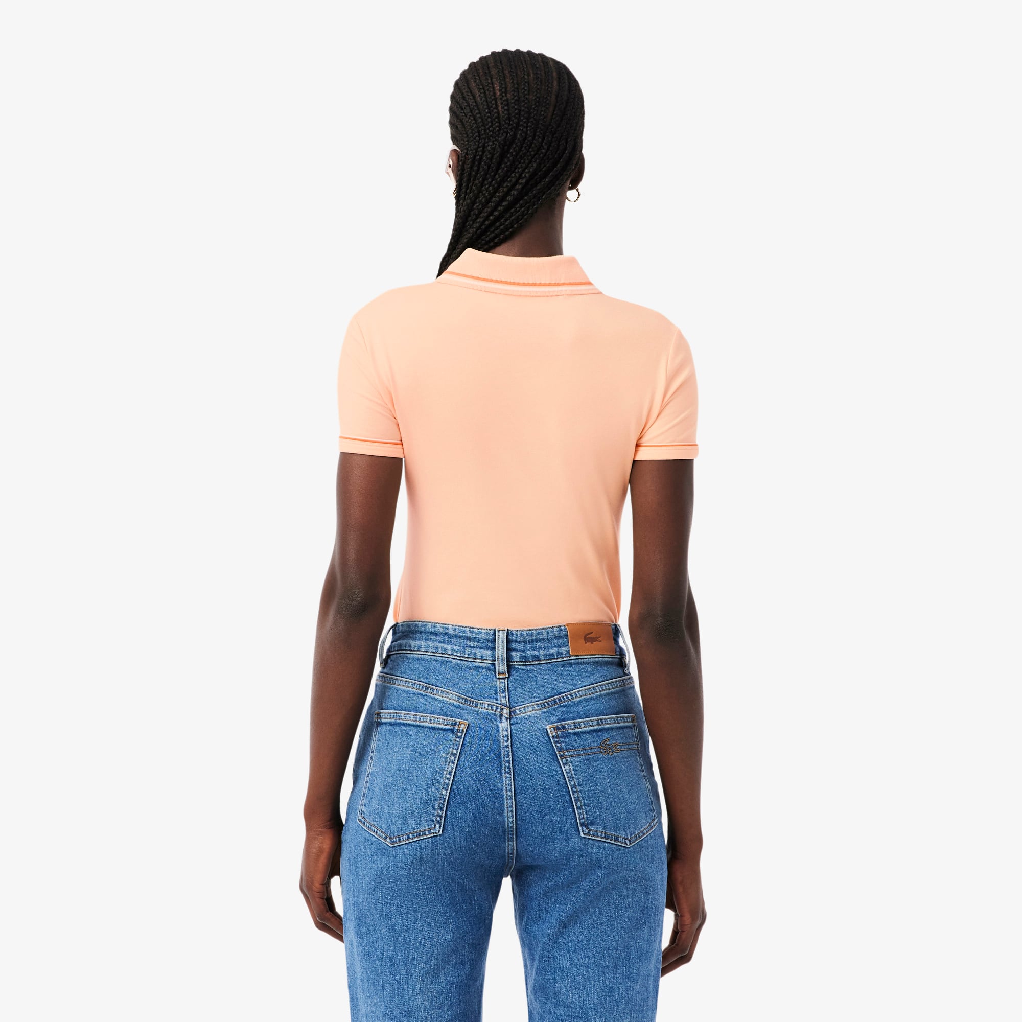 Women's L.12.D Slim Fit Trim Detail Polo - Rose Pale / Blanc / Orange