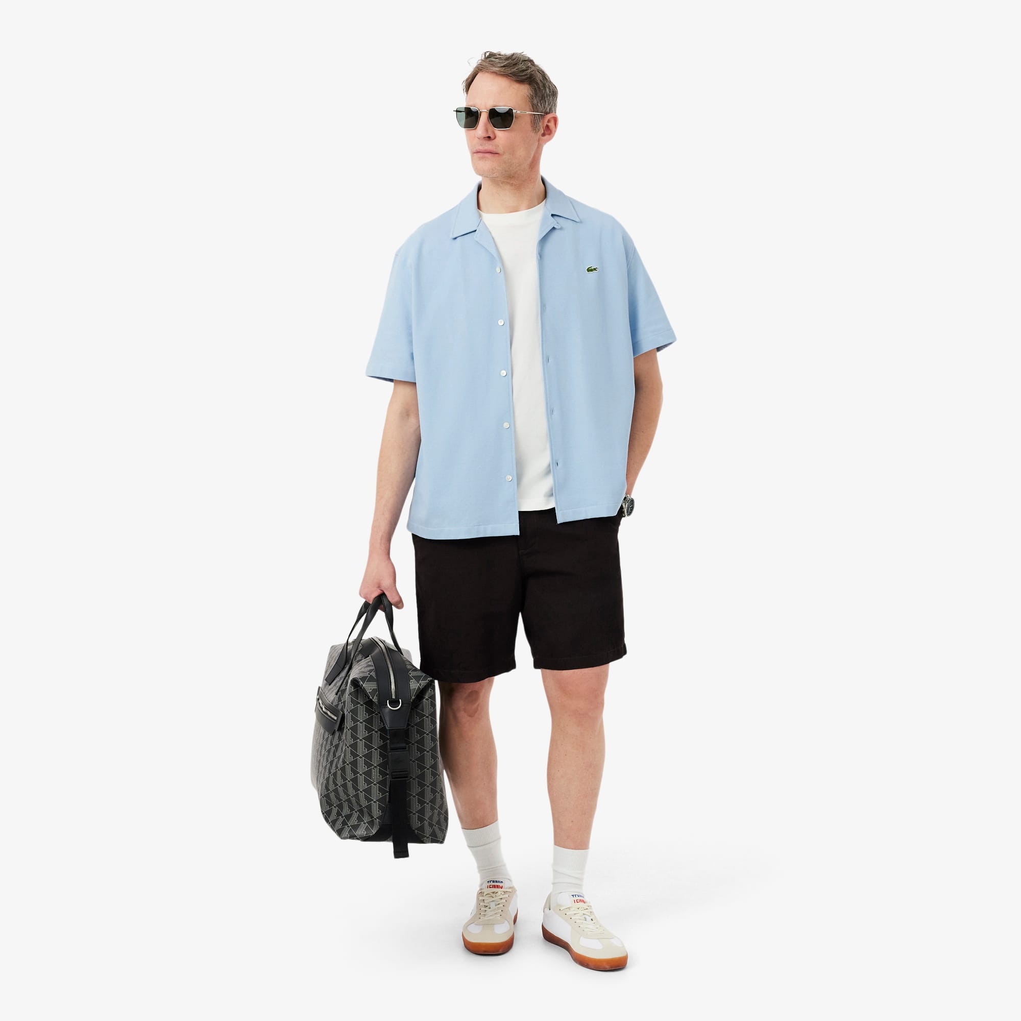 Relaxed Fit Short Sleeved Piqué Shirt - Light Blue