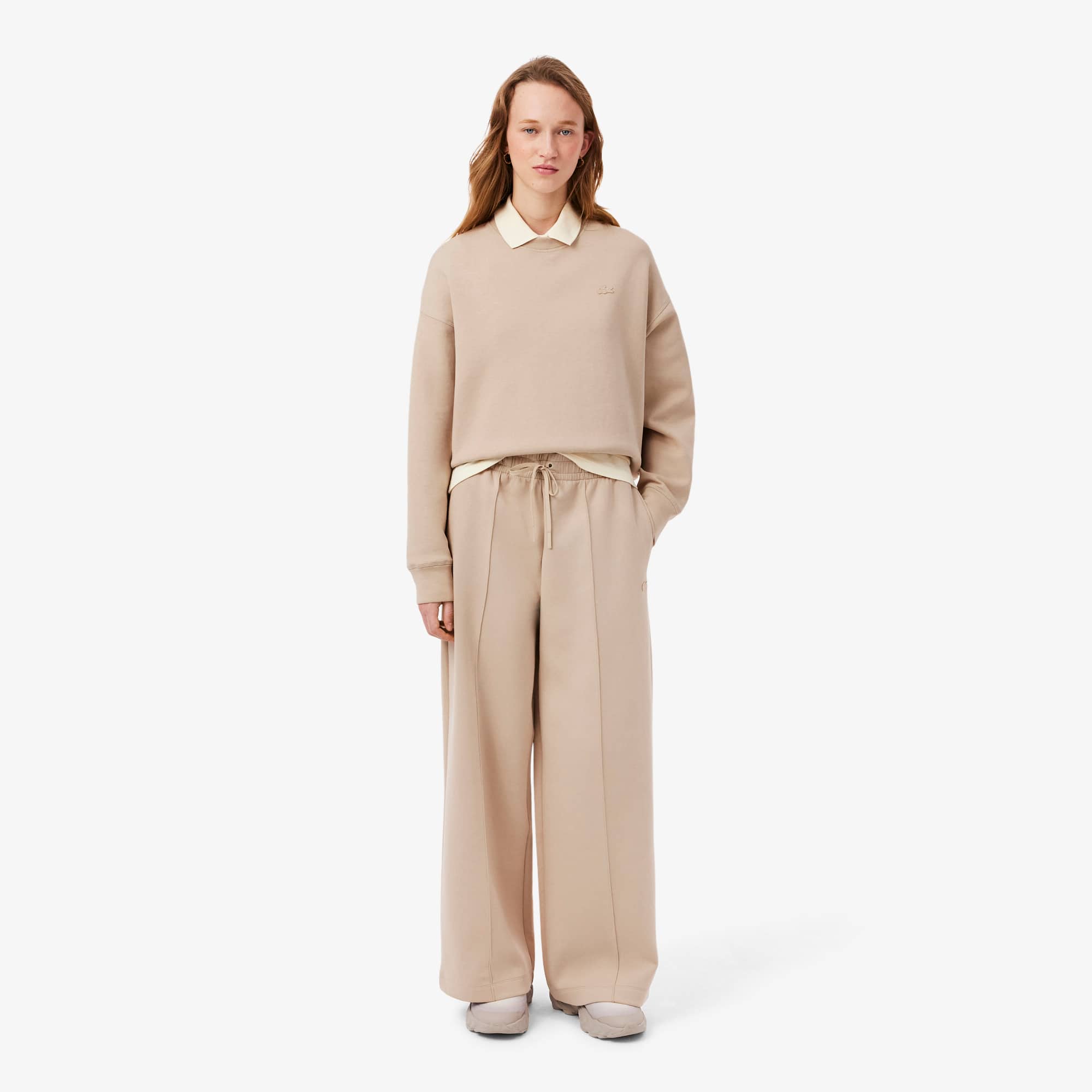 Wide Fit Jersey Sweatpants - Beige